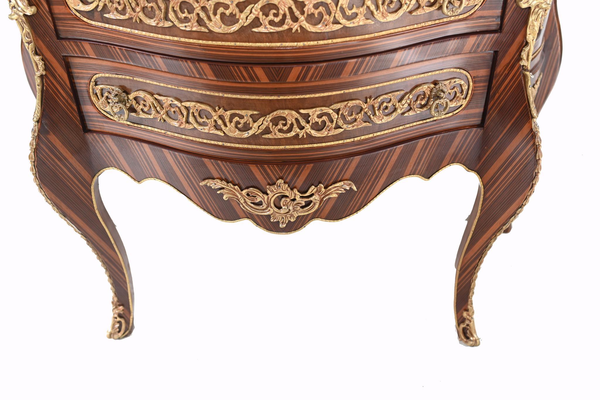 Pair French Bombe Commodes Napoleon II Chest Drawers For Sale 1