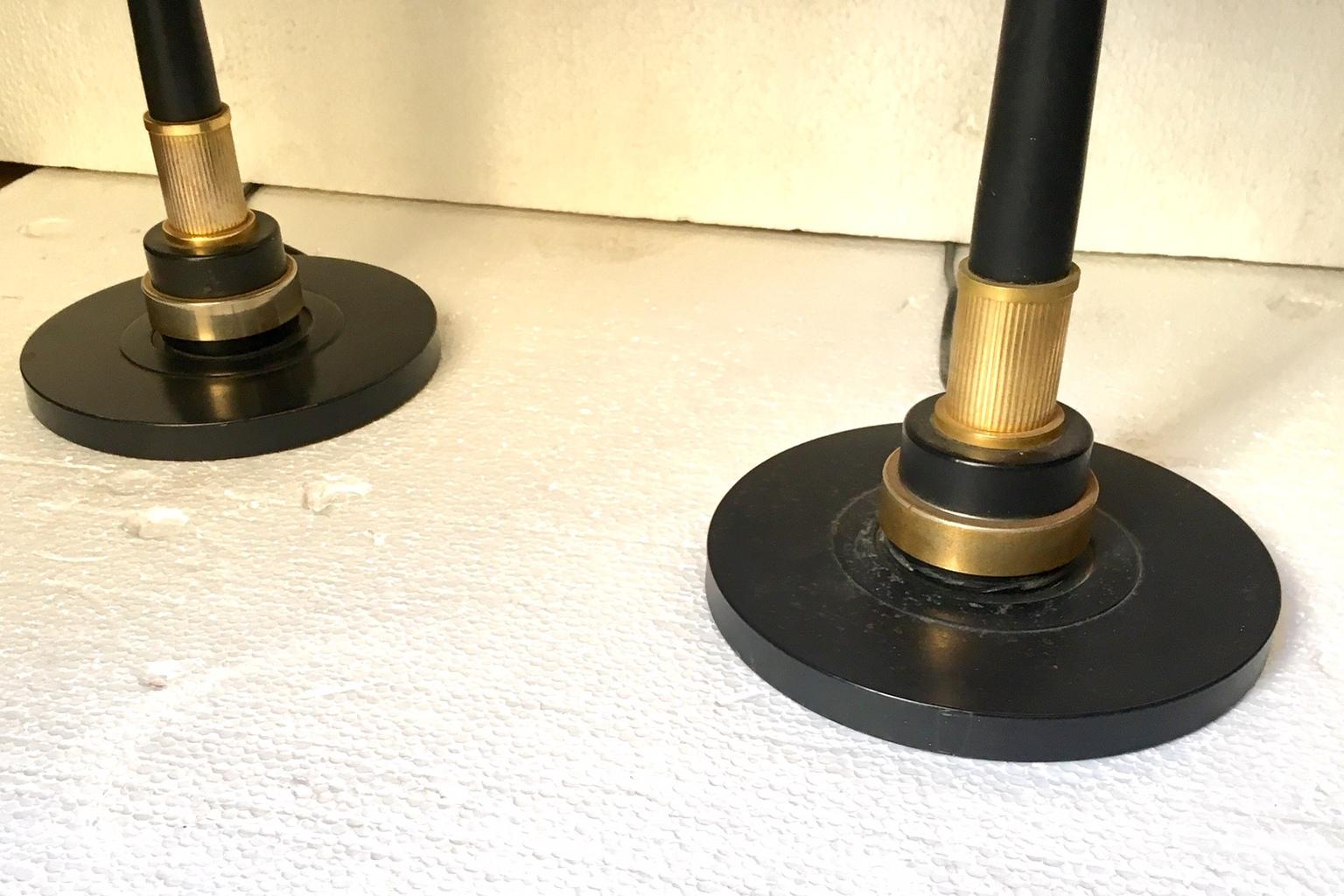 Pair of French Brass and Lacquered Metal 