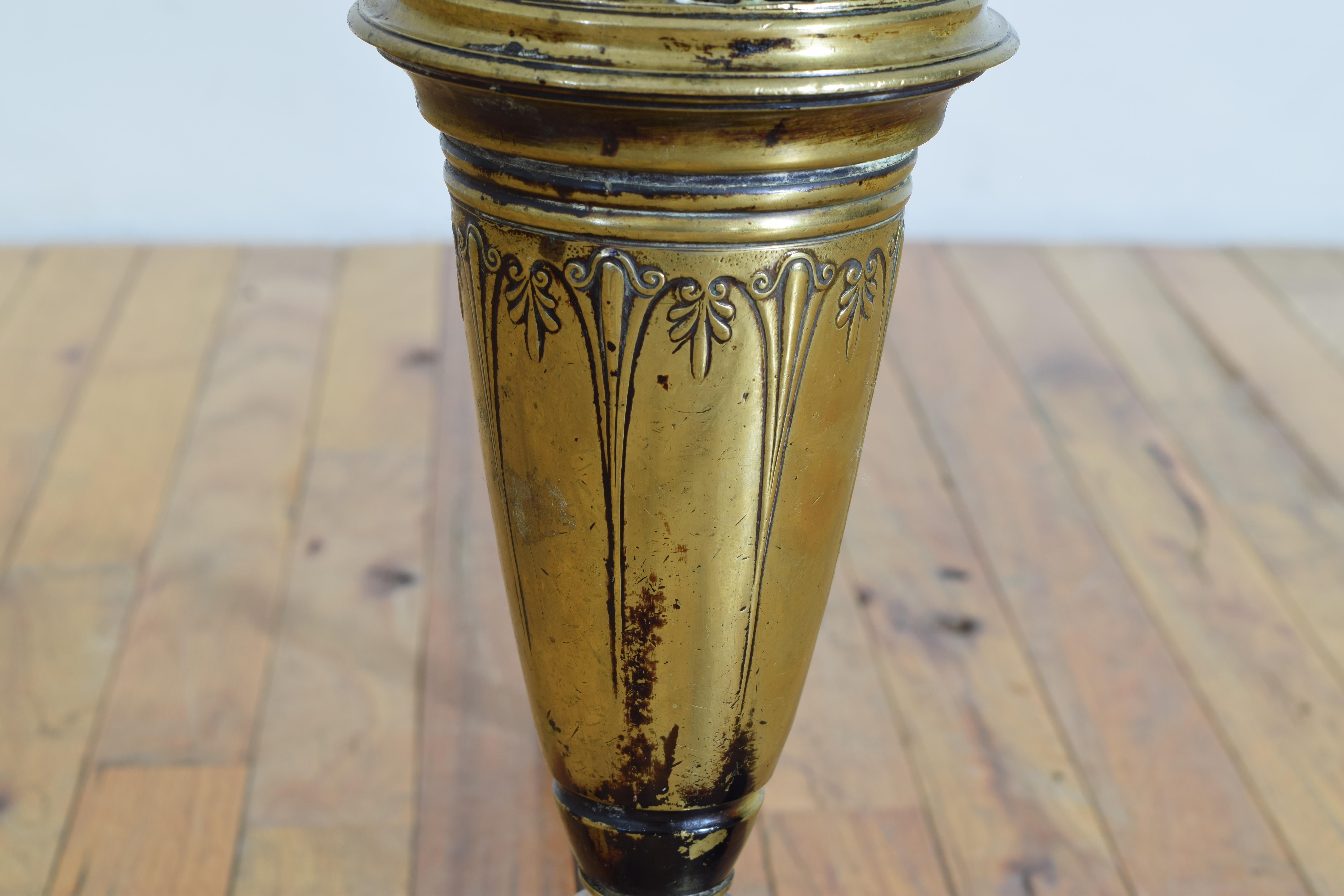 Pair French Brass & Iron Louis Philippe Period Urn-Form Andirons, ca. 1840 3