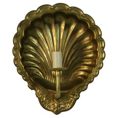 Used Pair French Brass  Shell Sconces