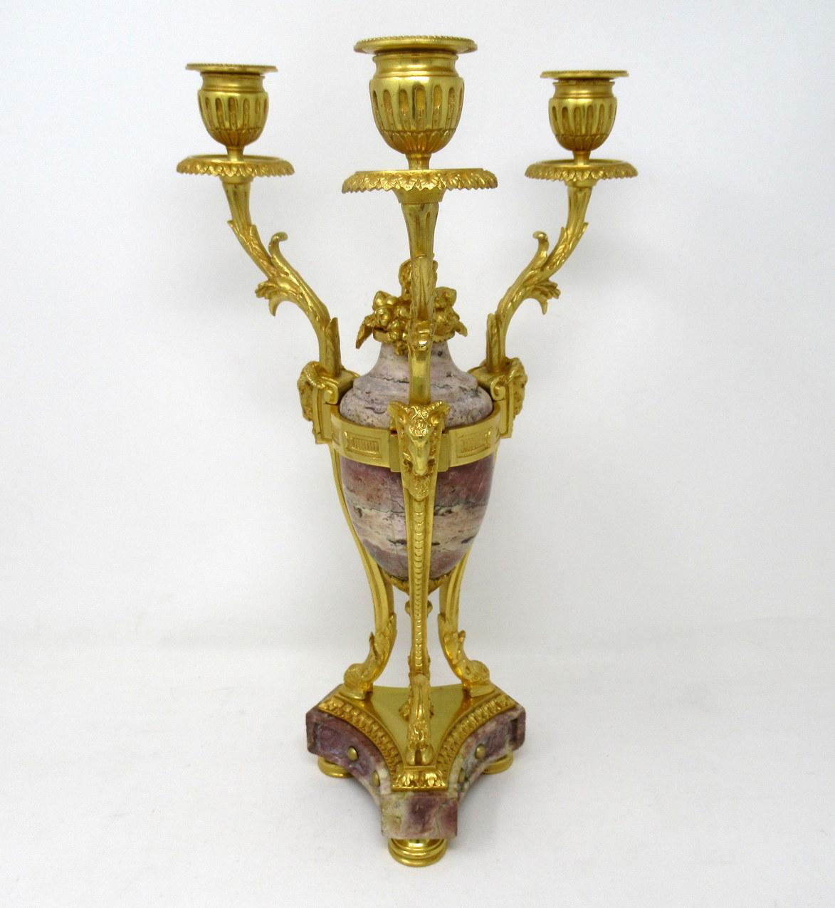 French Breche Violet Gilt Bronze Ormolu Candelabra Pierre-Philippe Thomire, Pair In Good Condition In Dublin, Ireland