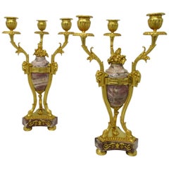 French Breche Violet Gilt Bronze Ormolu Candelabra Pierre-Philippe Thomire, Pair