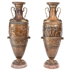 Pair French Bronze Amphora Urns After Barbedienne Classical Antiquity
