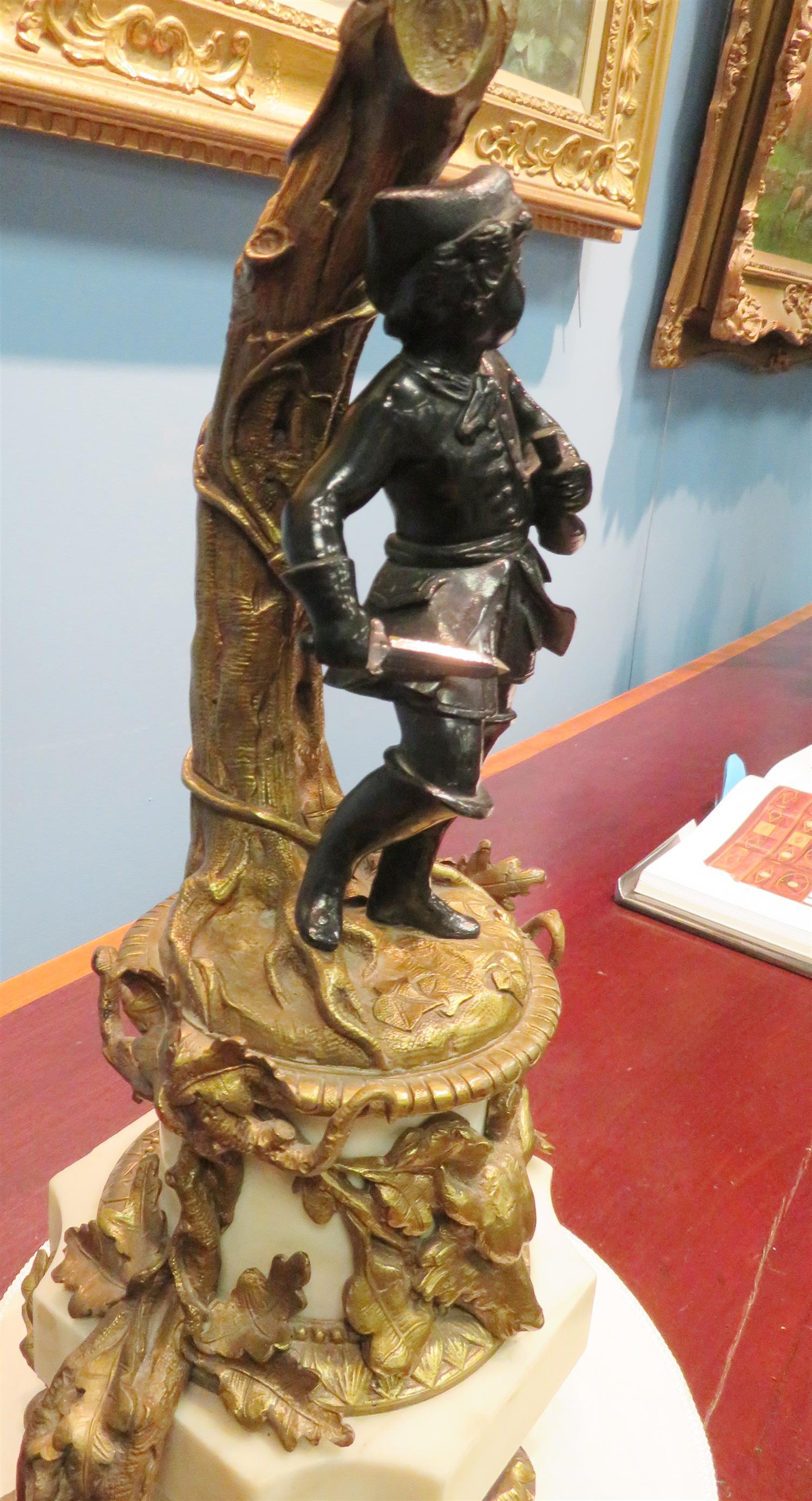 Pair French Bronze and Marble Six-Light Candelabras, 19th Century For Sale 2