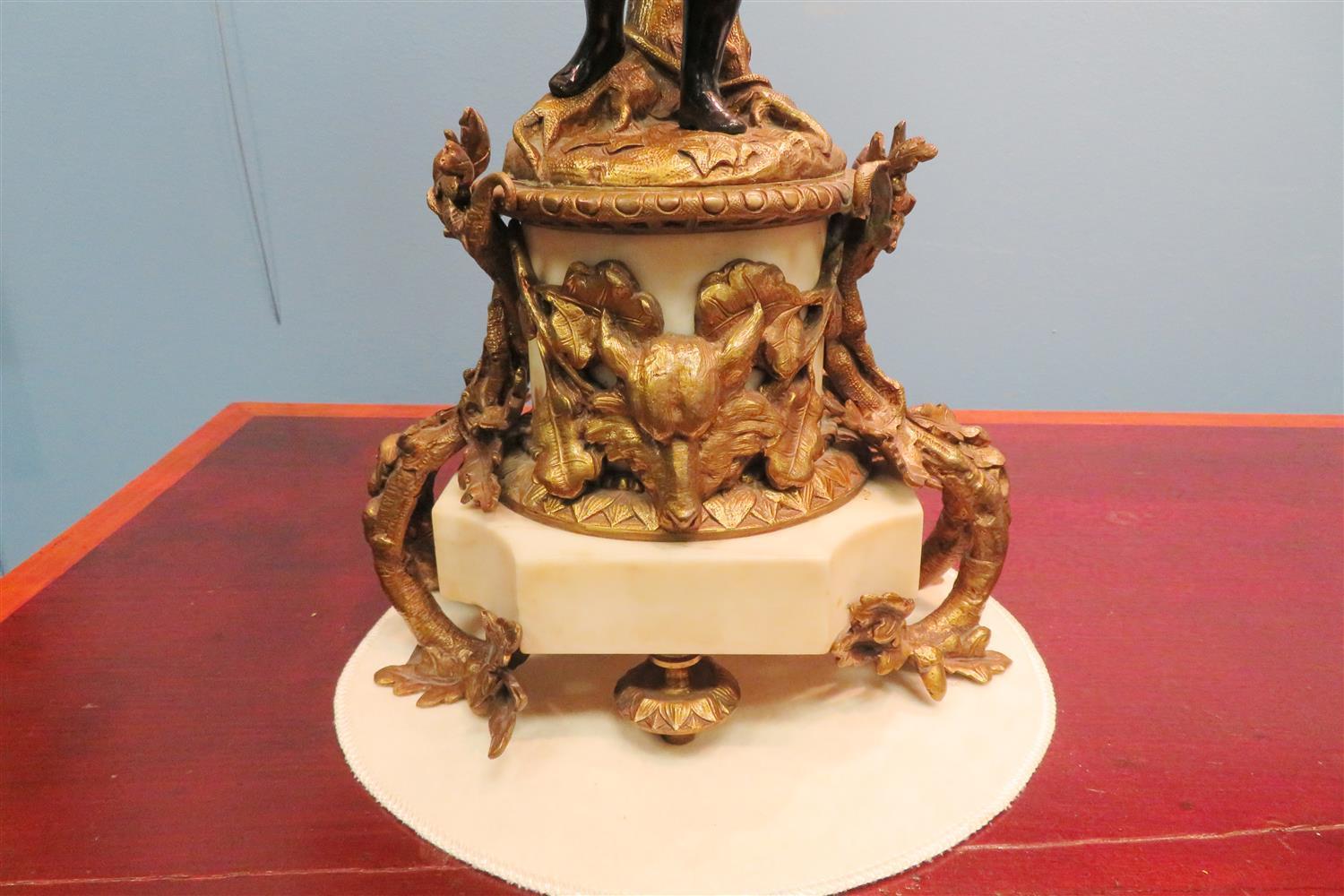Pair French Bronze and Marble Six-Light Candelabras, 19th Century For Sale 4