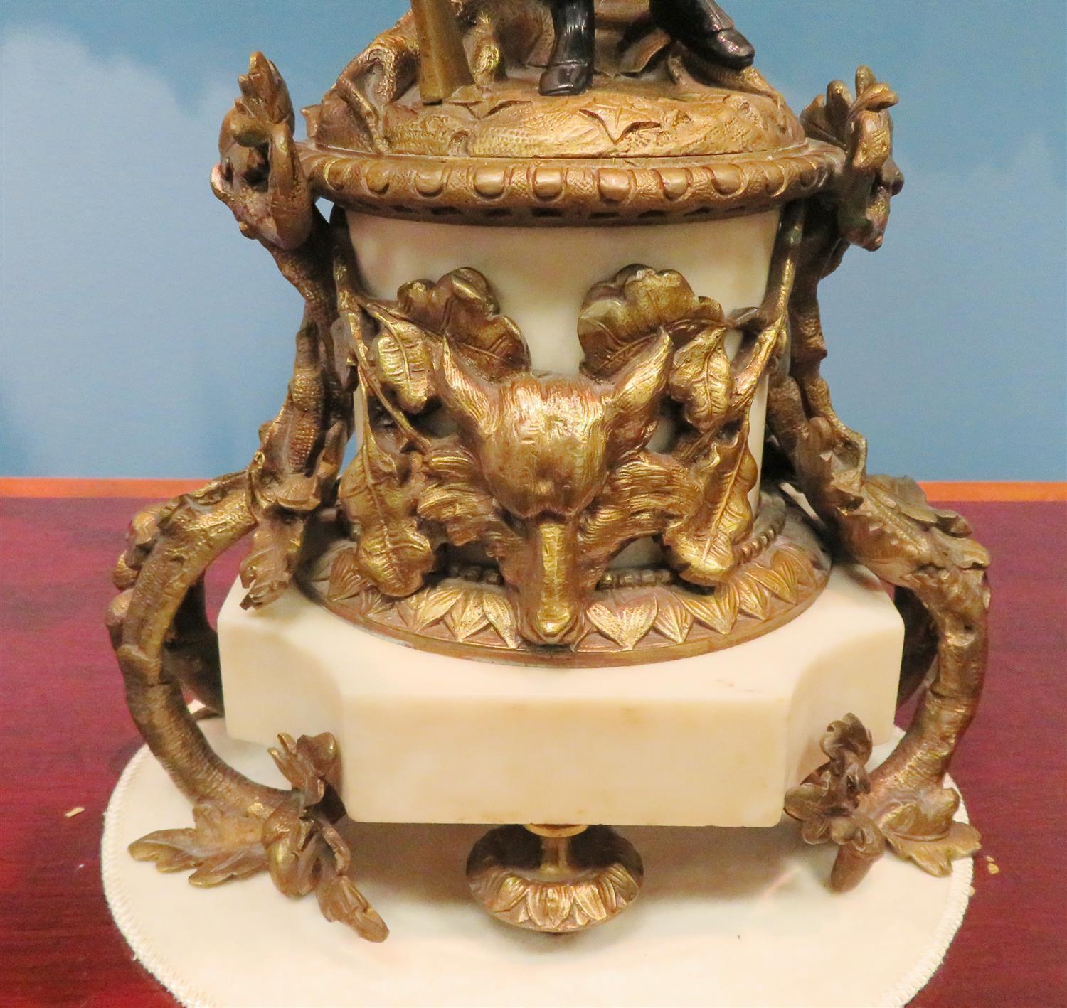 Pair French Bronze and Marble Six-Light Candelabras, 19th Century For Sale 6