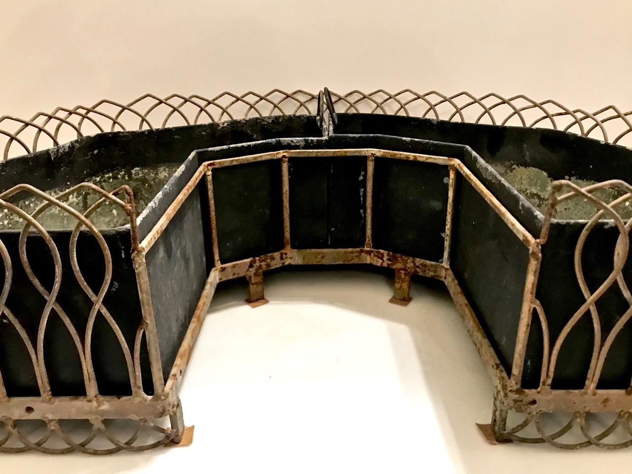 20th Century Pair of French Bronze and Wire Planters