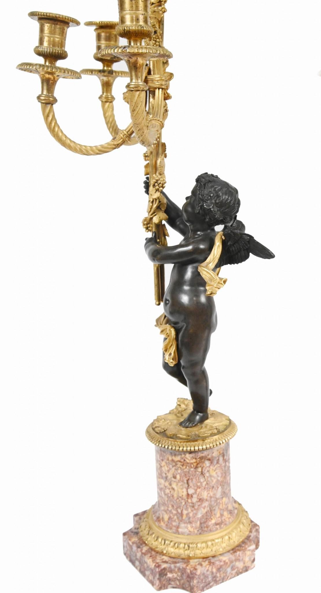 Bronzo Coppia di candelabri Cherub in bronzo francese Clodion in vendita