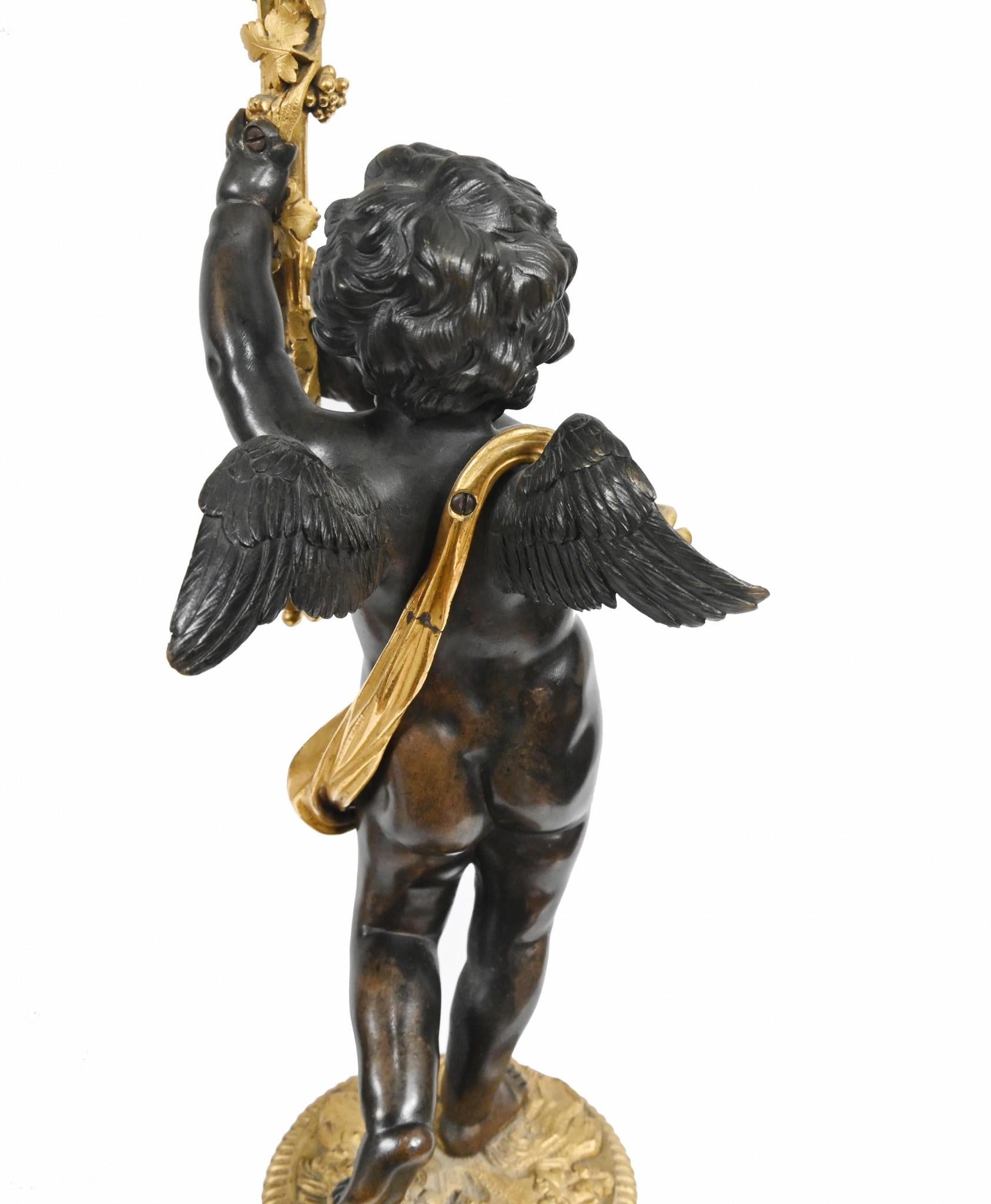 Coppia di candelabri Cherub in bronzo francese Clodion in vendita 1