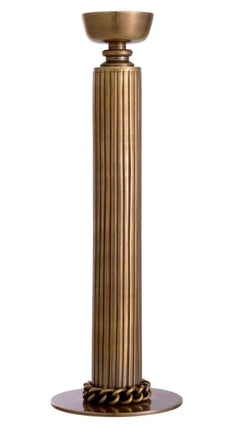 Pair French Bronze Dore Hand Crafted Le Dôme Candlesticks Candelabra