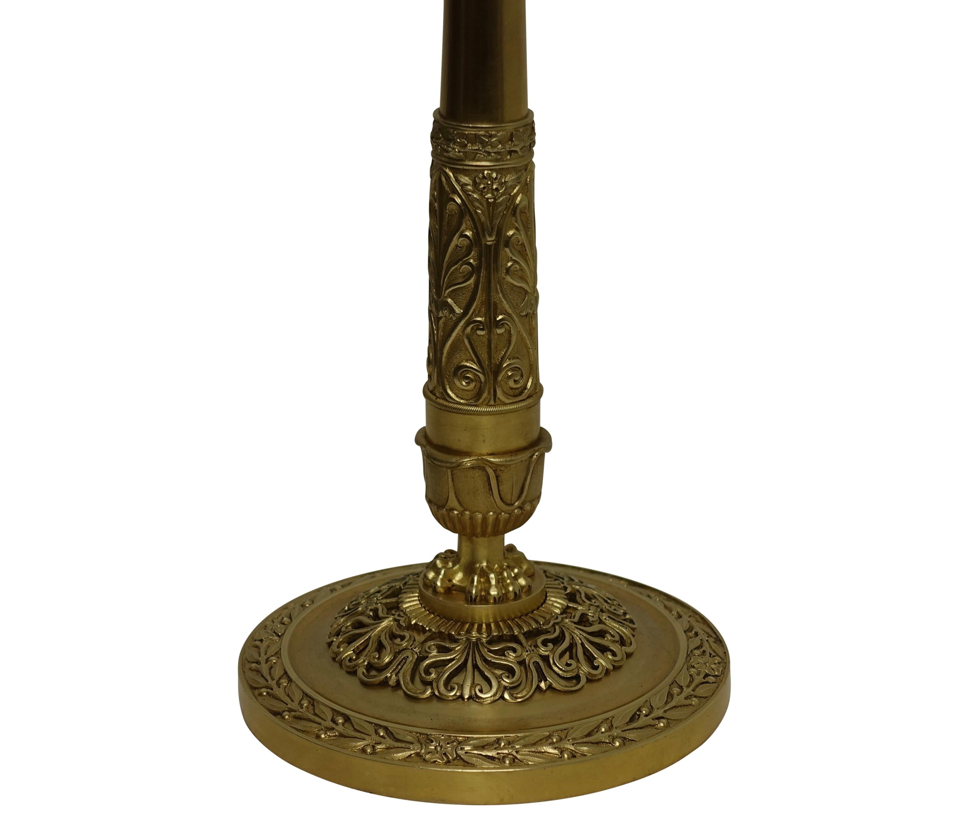 19th Century Pair of French Bronze Egyptian Revival Candelabra, circa 1830 For Sale