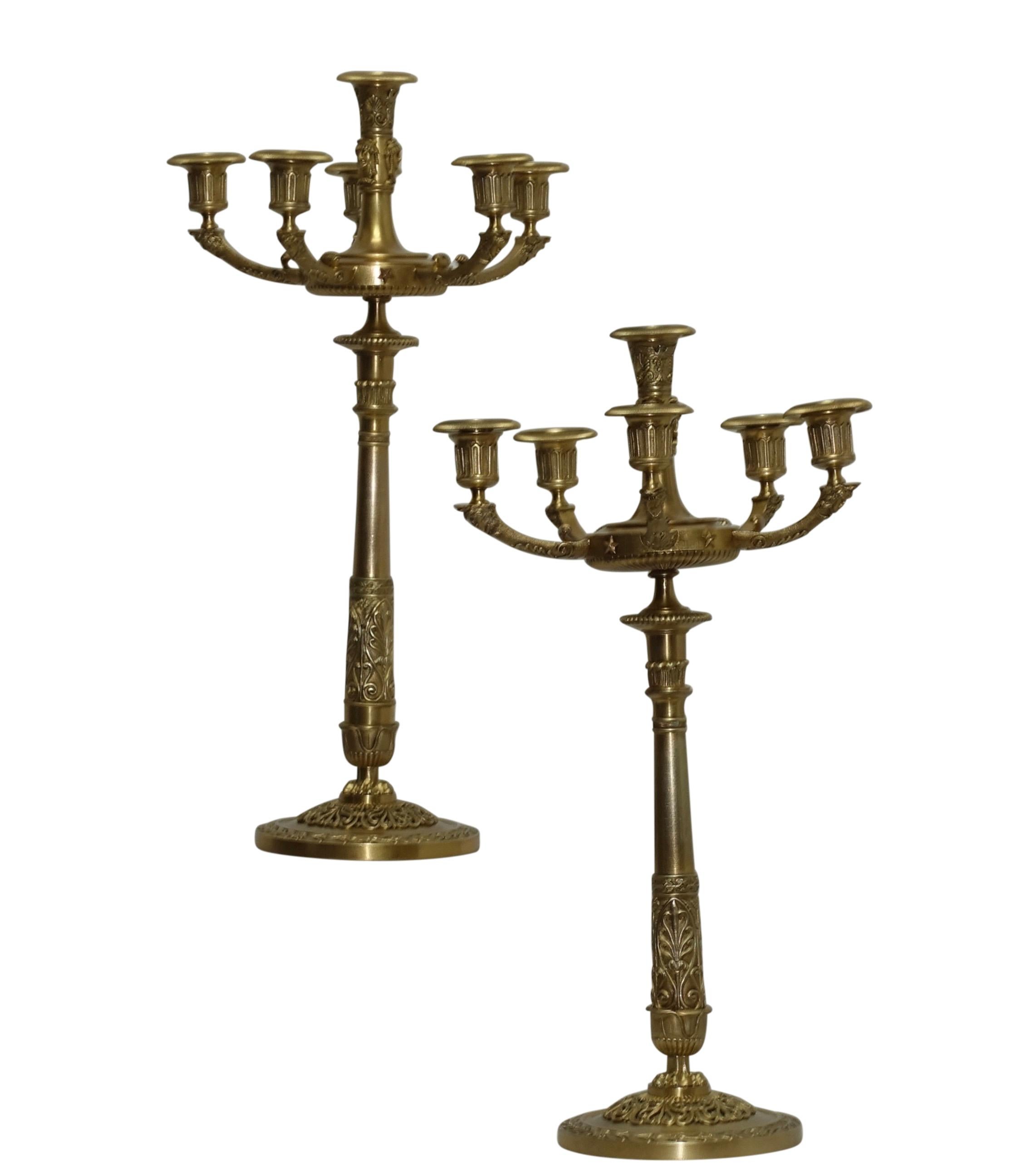Pair of French Bronze Egyptian Revival Candelabra, circa 1830 For Sale 5