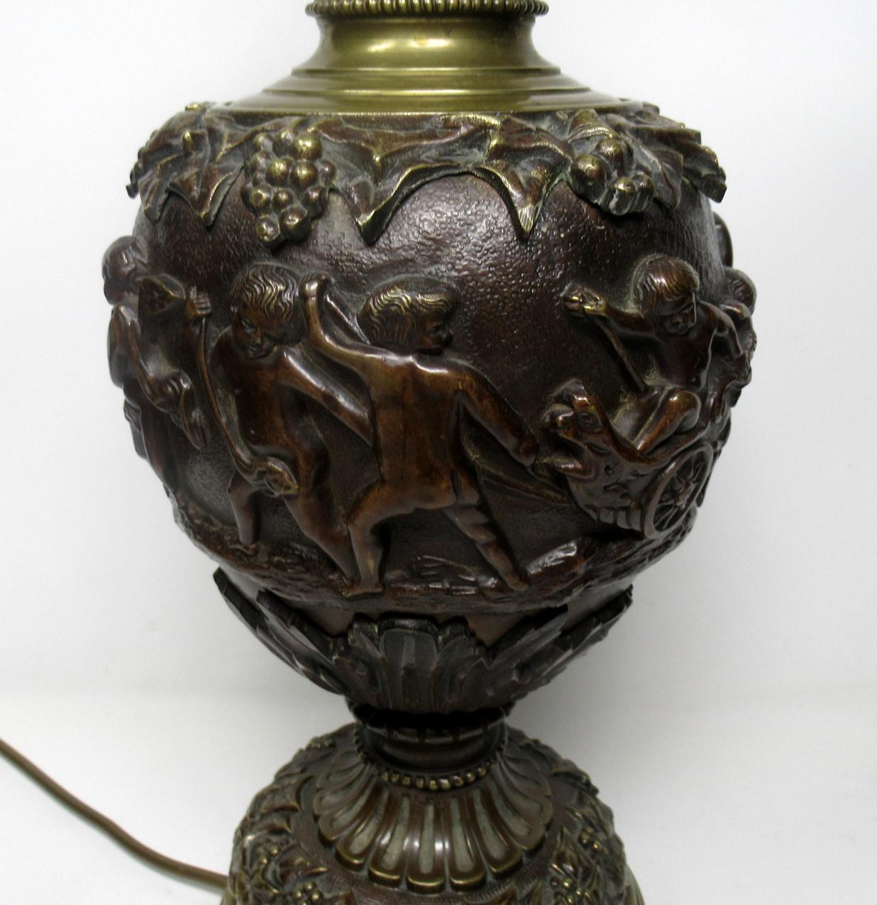 19th Century Pair of French Bronze Electric Table Lamps Manner Claude Michel Cloion