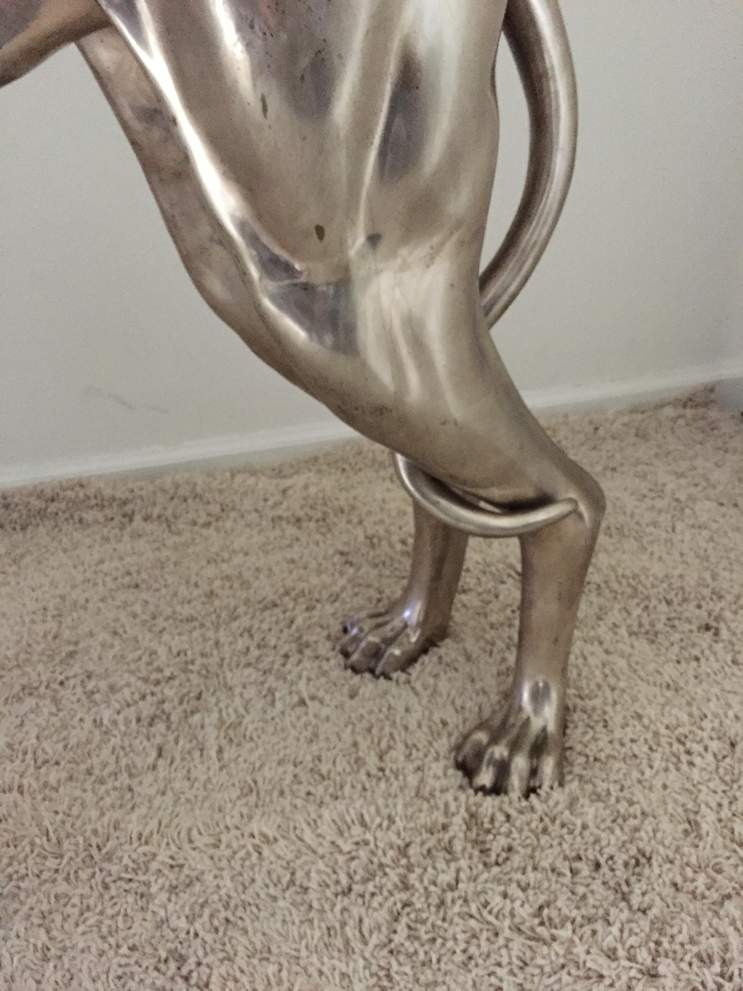 Plated Pair of French Bronze Nickel Greyhound Dog Monumental For Sale