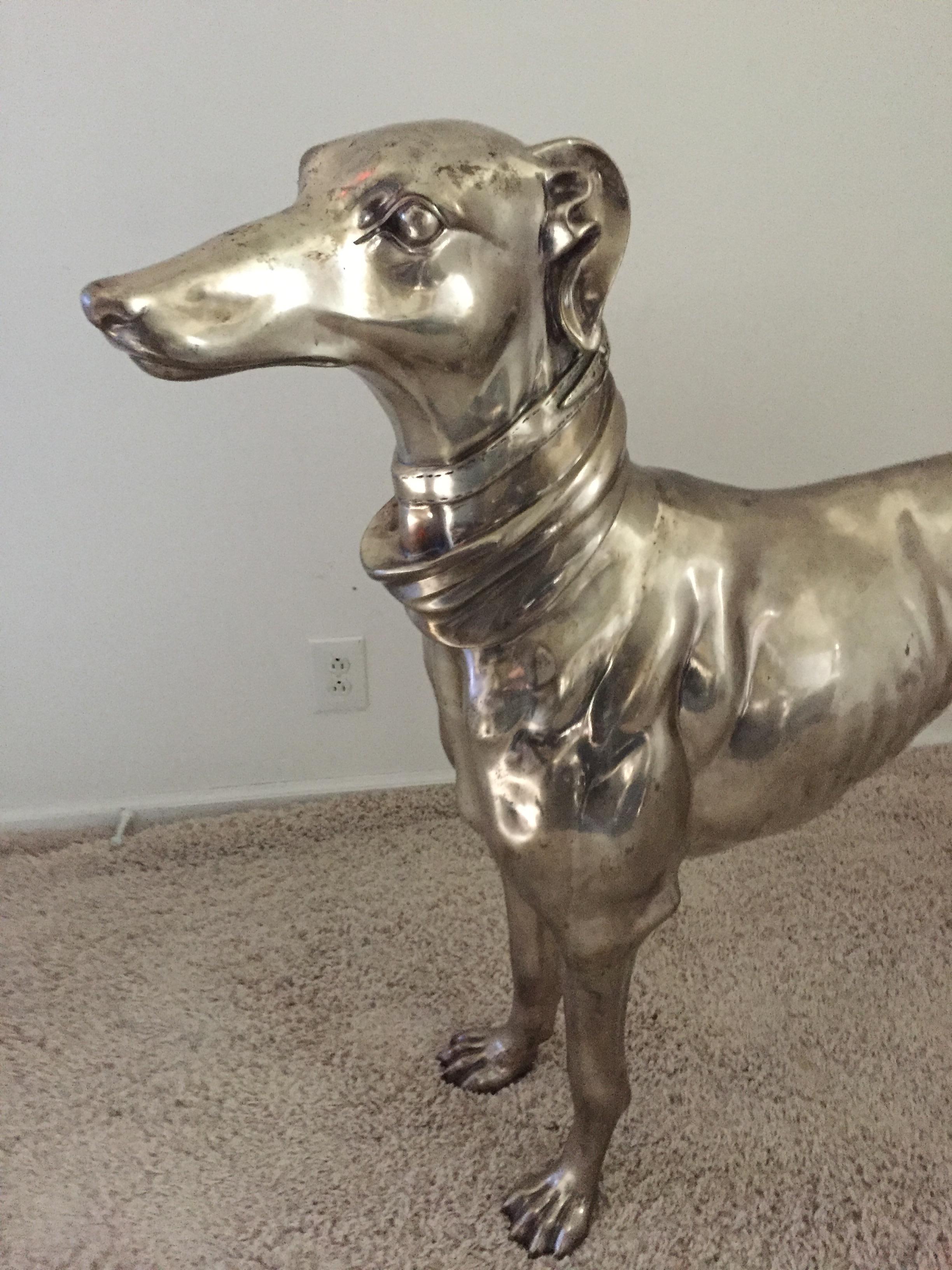 Paar französische Bronze Nickel Windhund-Hunde, Monumental, Monumental im Angebot 1