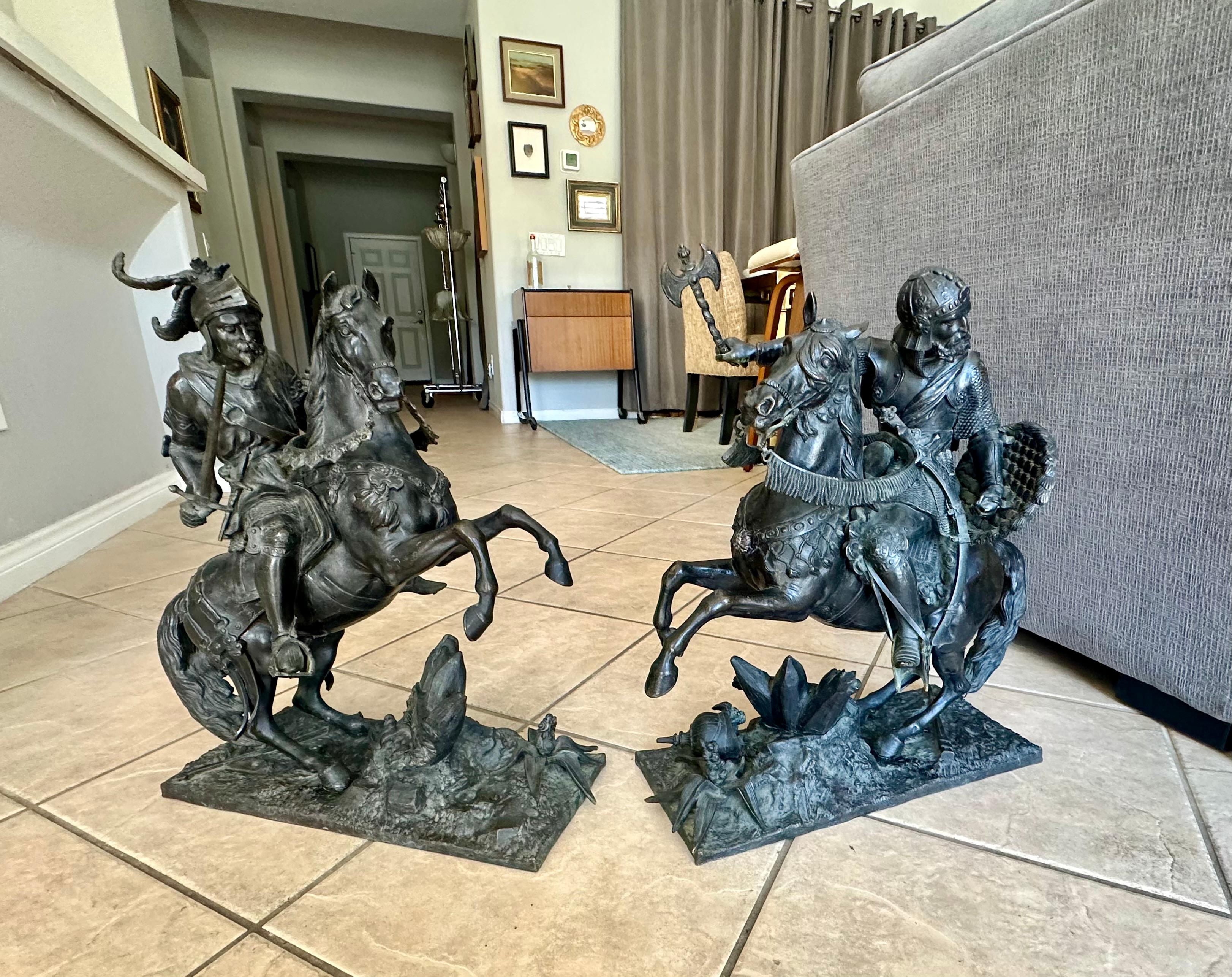 Sculture in bronzo francesi del XIX secolo Cavaliere a cavallo in vendita 15