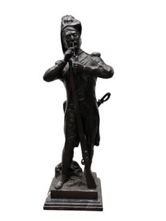 Pair of French Bronze Soldiers Battle Waterloo Napoleon Military, 20th Century