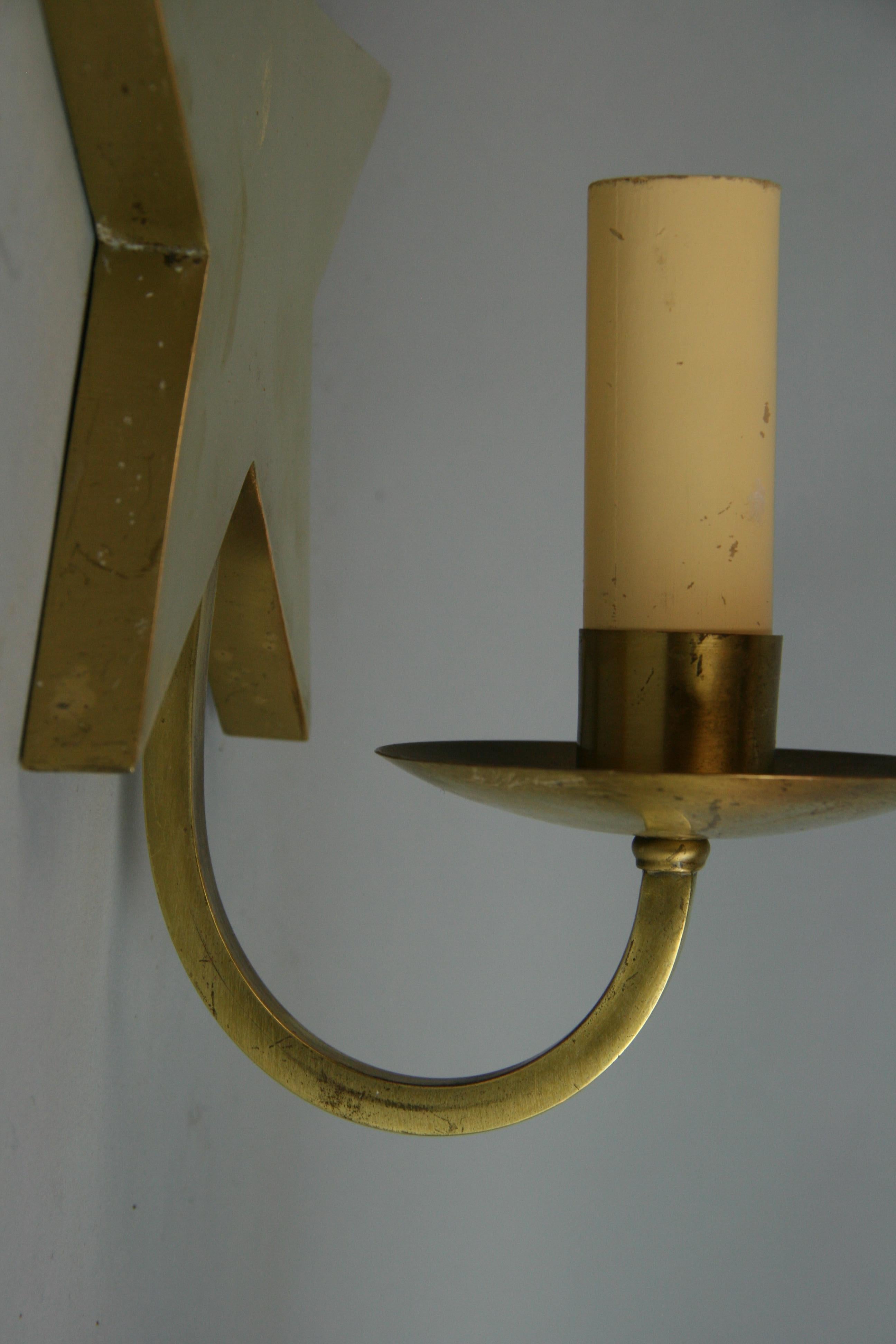 Pair French Bronze Star Sconces, 1920s For Sale 1