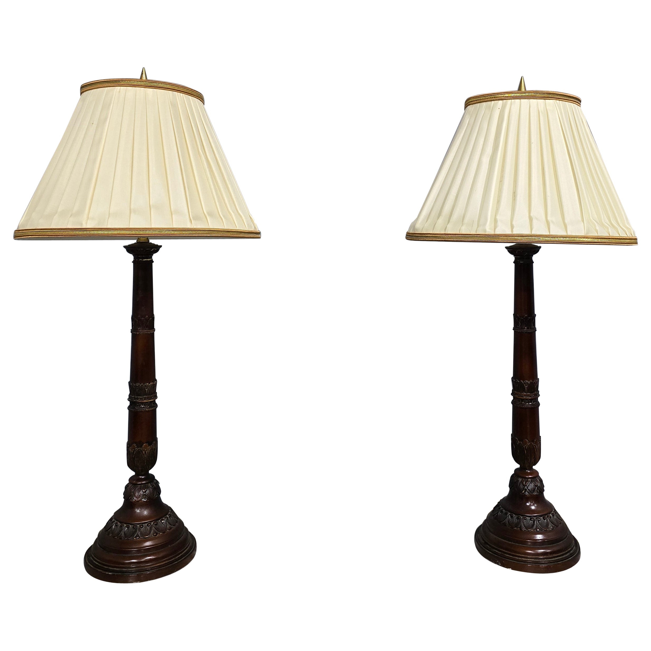 Pareja de Lámparas de Mesa Francesas Bronceadas
