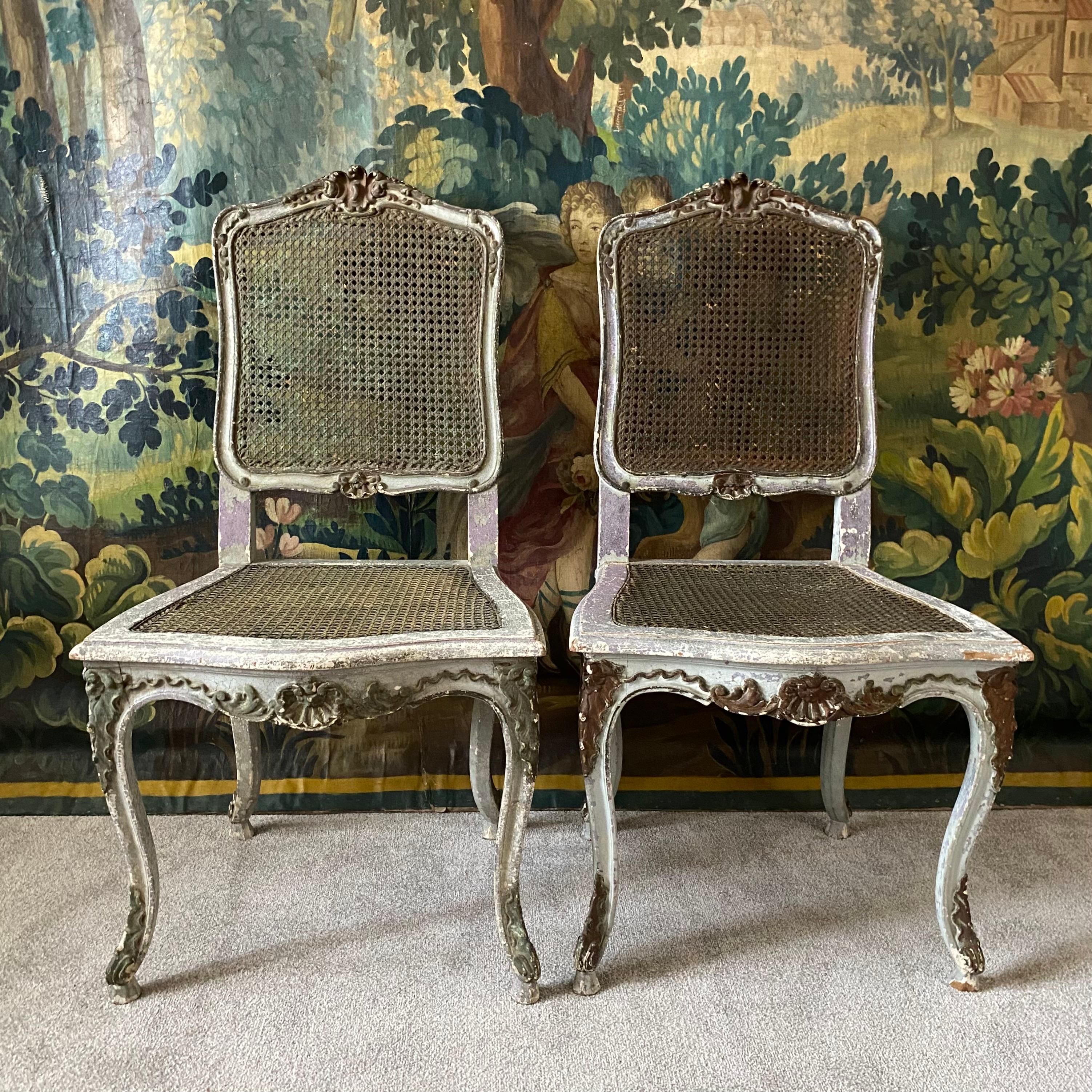 Pair French Caned Chairs For Sale 9