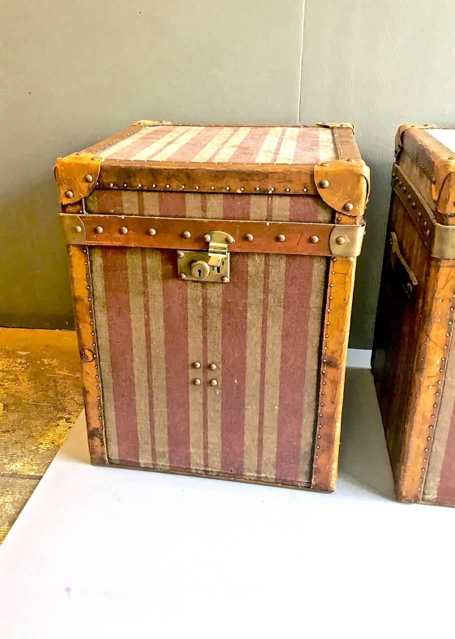 Art Deco Pair of French Louis Vuitton-Style  Hat Trunks, c.1900