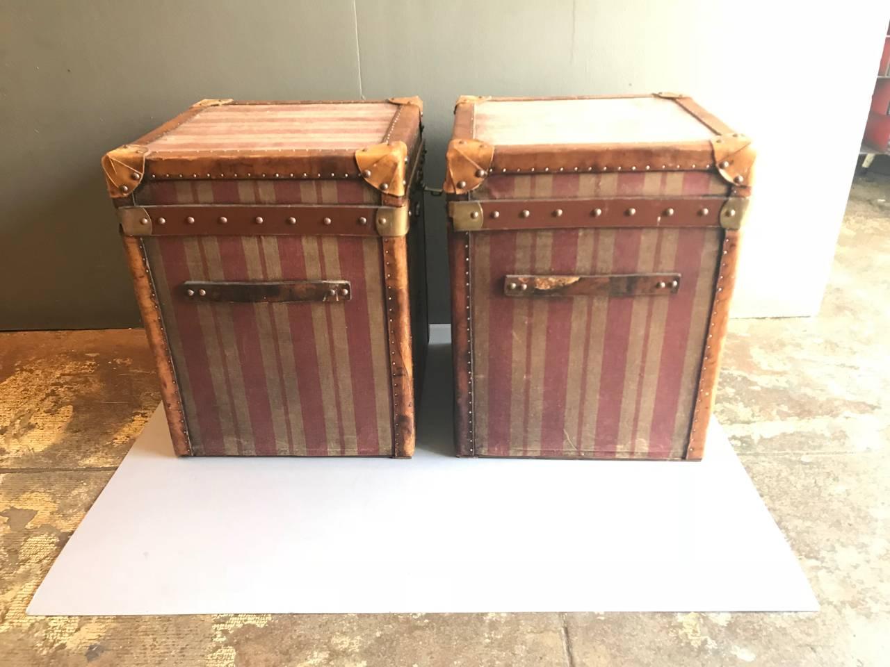 20th Century Pair of French Louis Vuitton-Style  Hat Trunks, c.1900