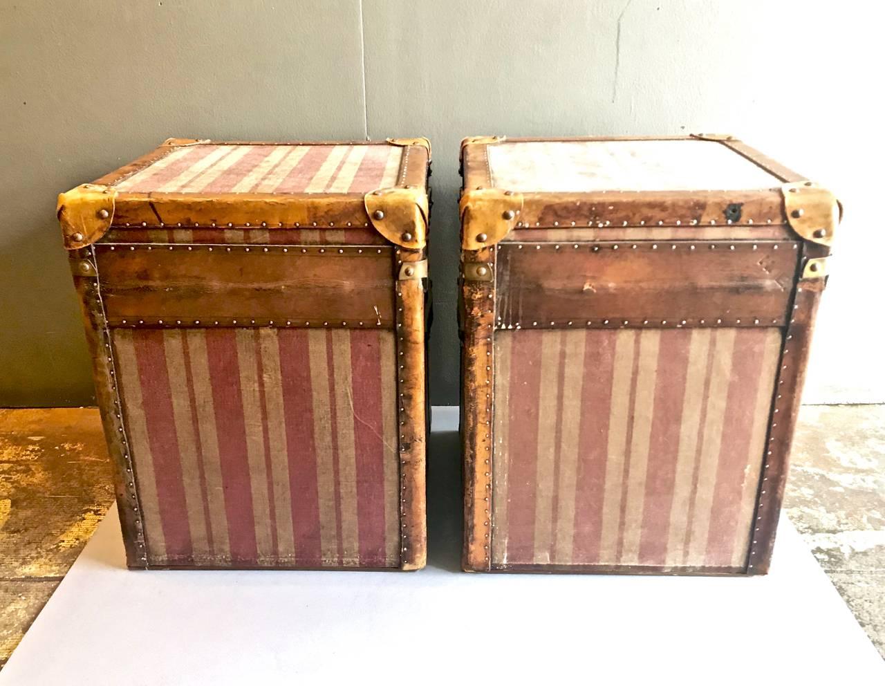 Pair of French Louis Vuitton-Style  Hat Trunks, c.1900 1