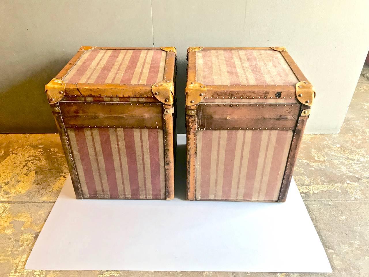 Pair of French Louis Vuitton-Style  Hat Trunks, c.1900 2