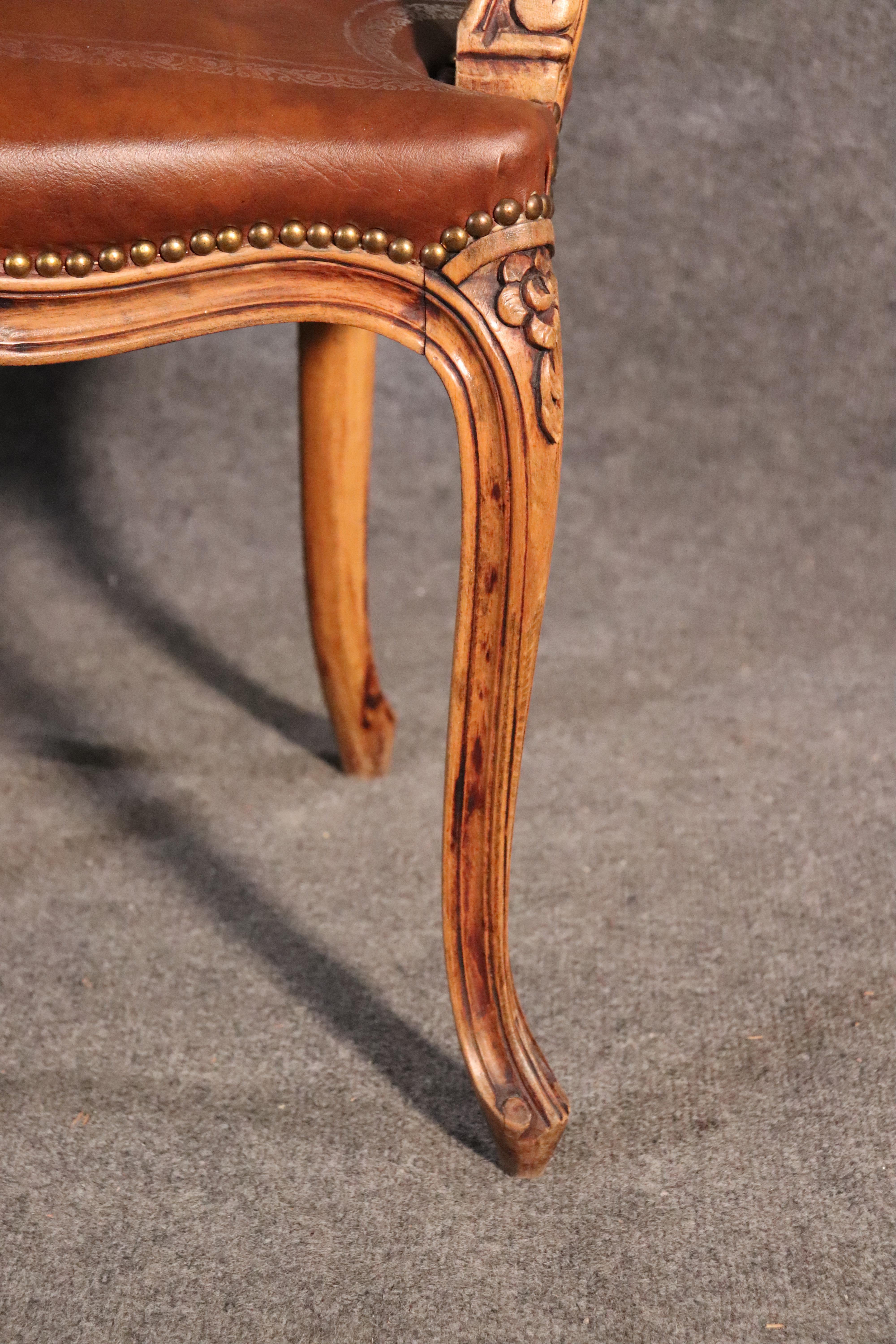 Walnut Pair of French Carved Caned Back French Louis XV Armchairs Fauteuils, circa 1940