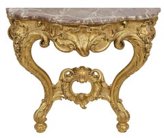 Pair French Carved Giltwood Console Tabels, circa 1840