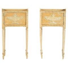Used Pair French Carved Oak Bedside Commodes