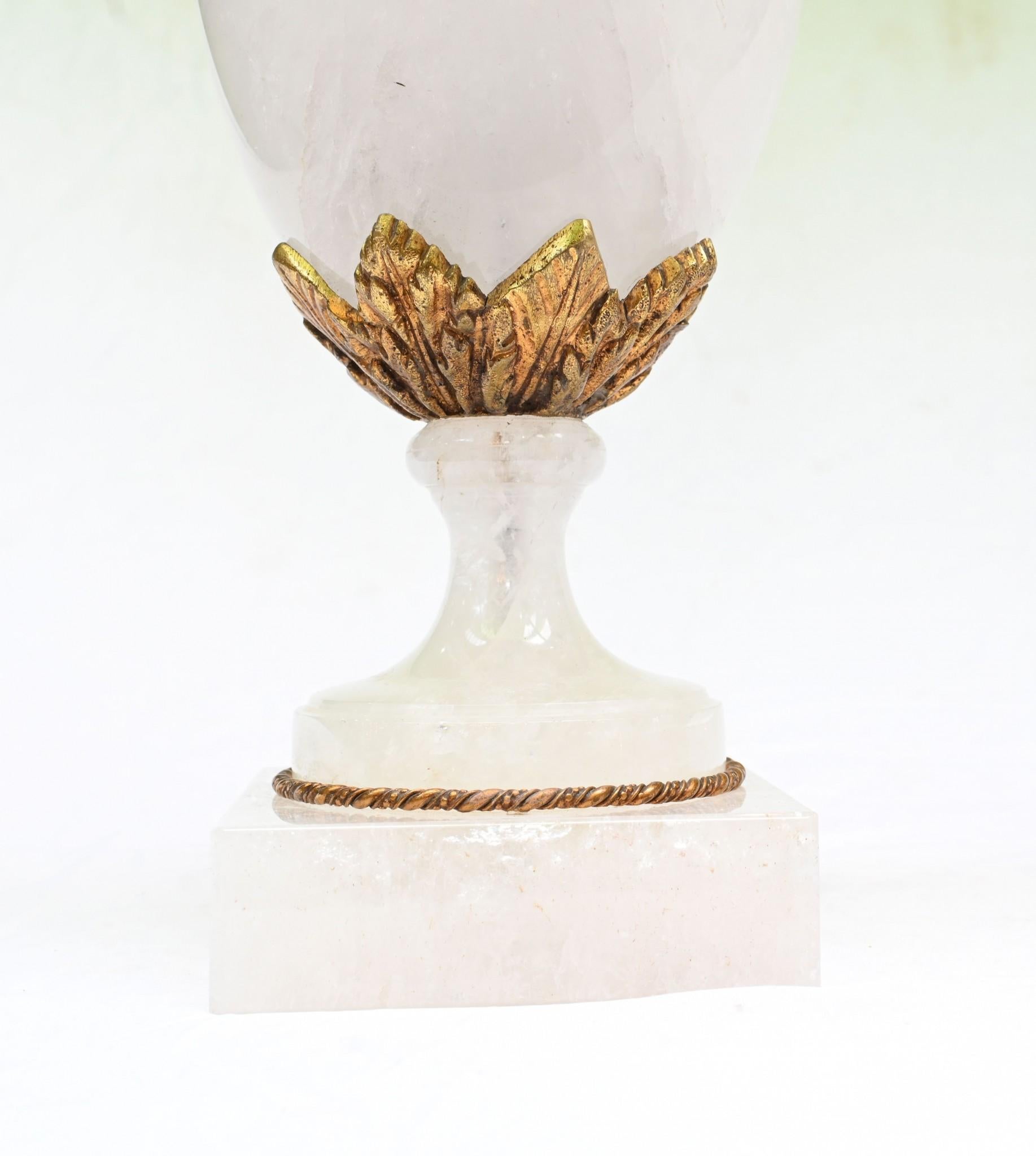Pair French Cassolettes Urns Rock Crystal Gilt 1860 For Sale 12