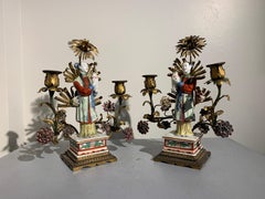 Pair of French Chinoiserie Candelabra Attributed to Samson, Early 20th Century