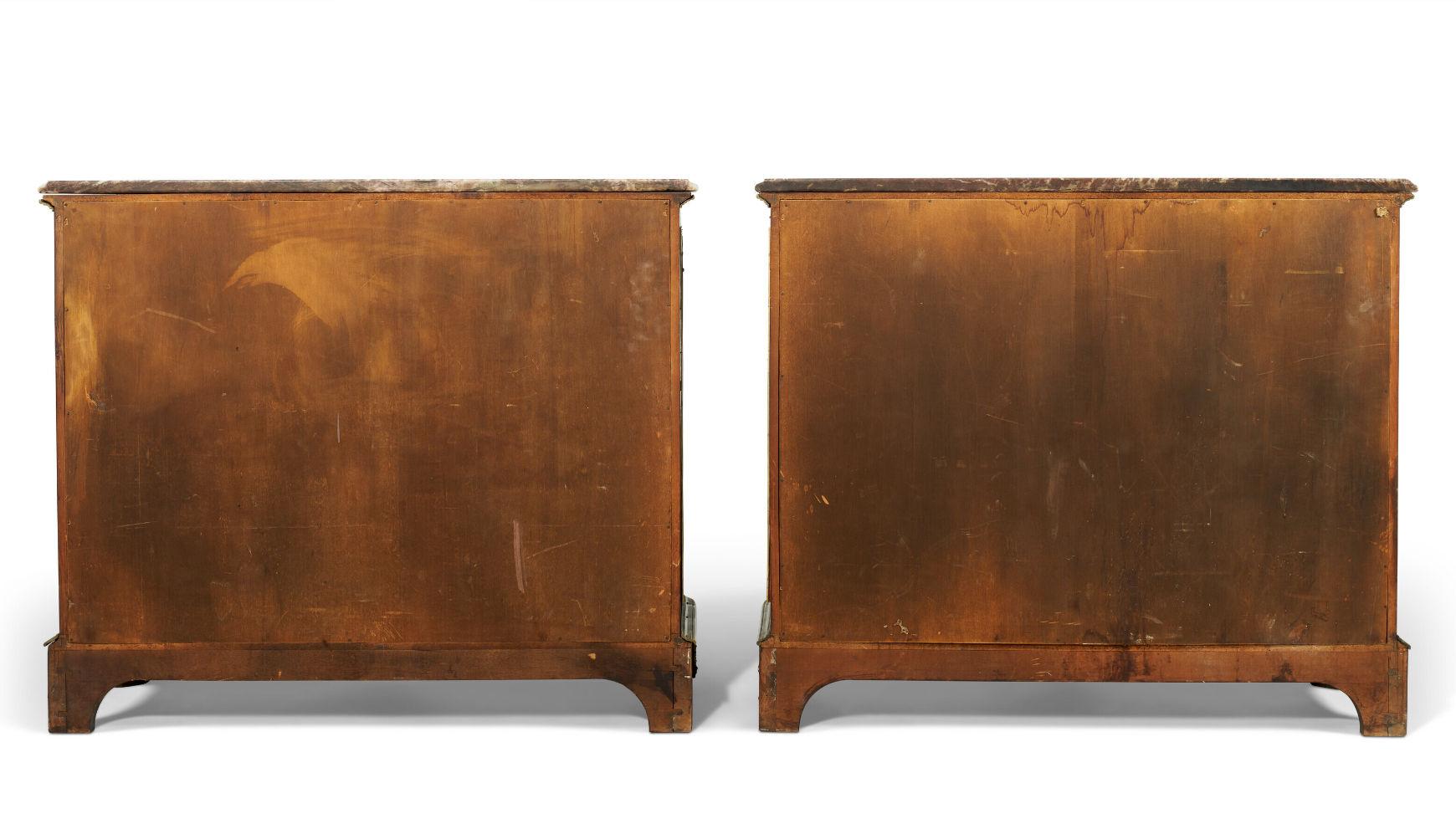 20th Century Pair French Chinoiserie Red Lacquered Side Cabinets in Louis XVI Style For Sale