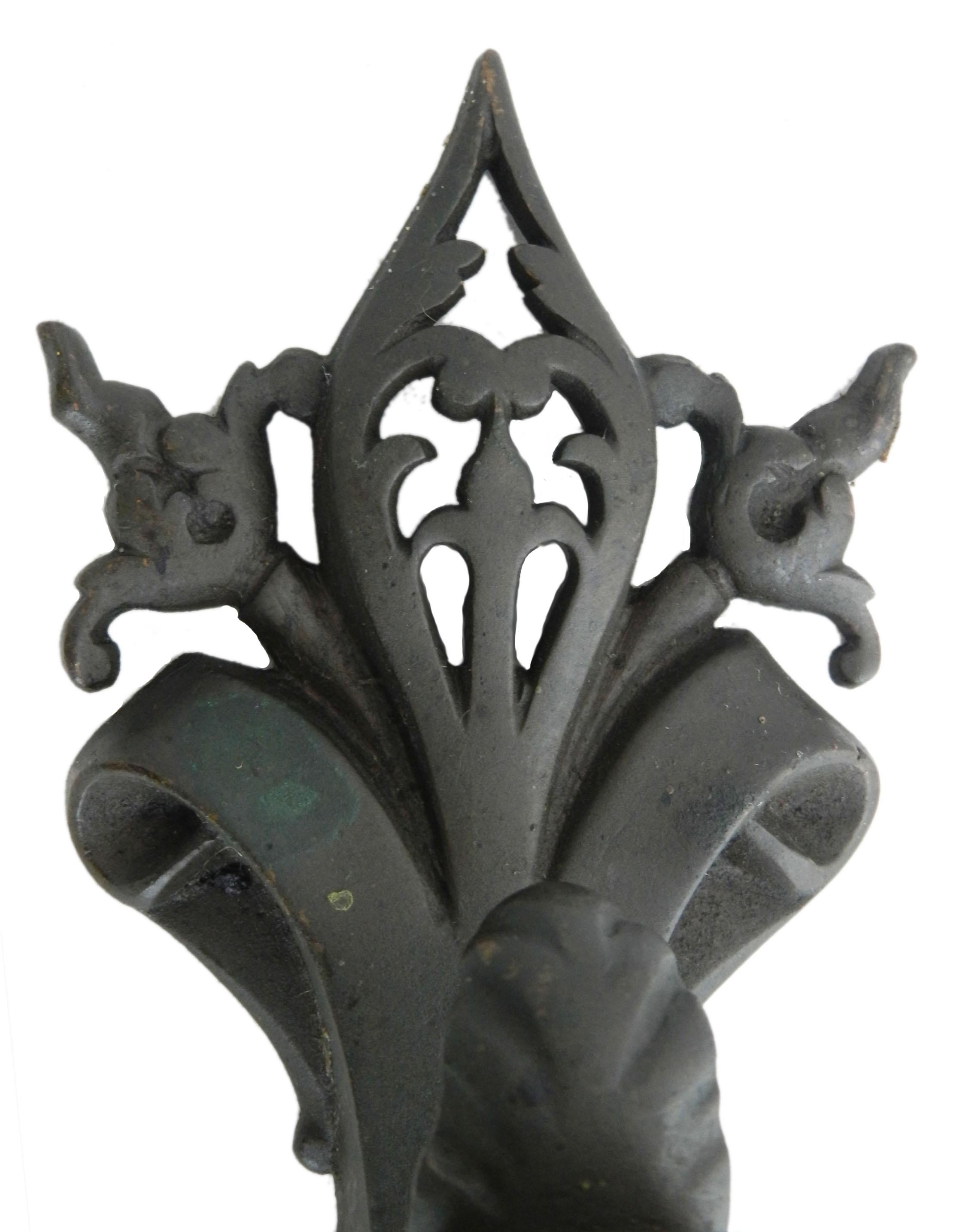 Renaissance Revival Pair French Coat Hangers 19th Century Iron with Patina For Sale