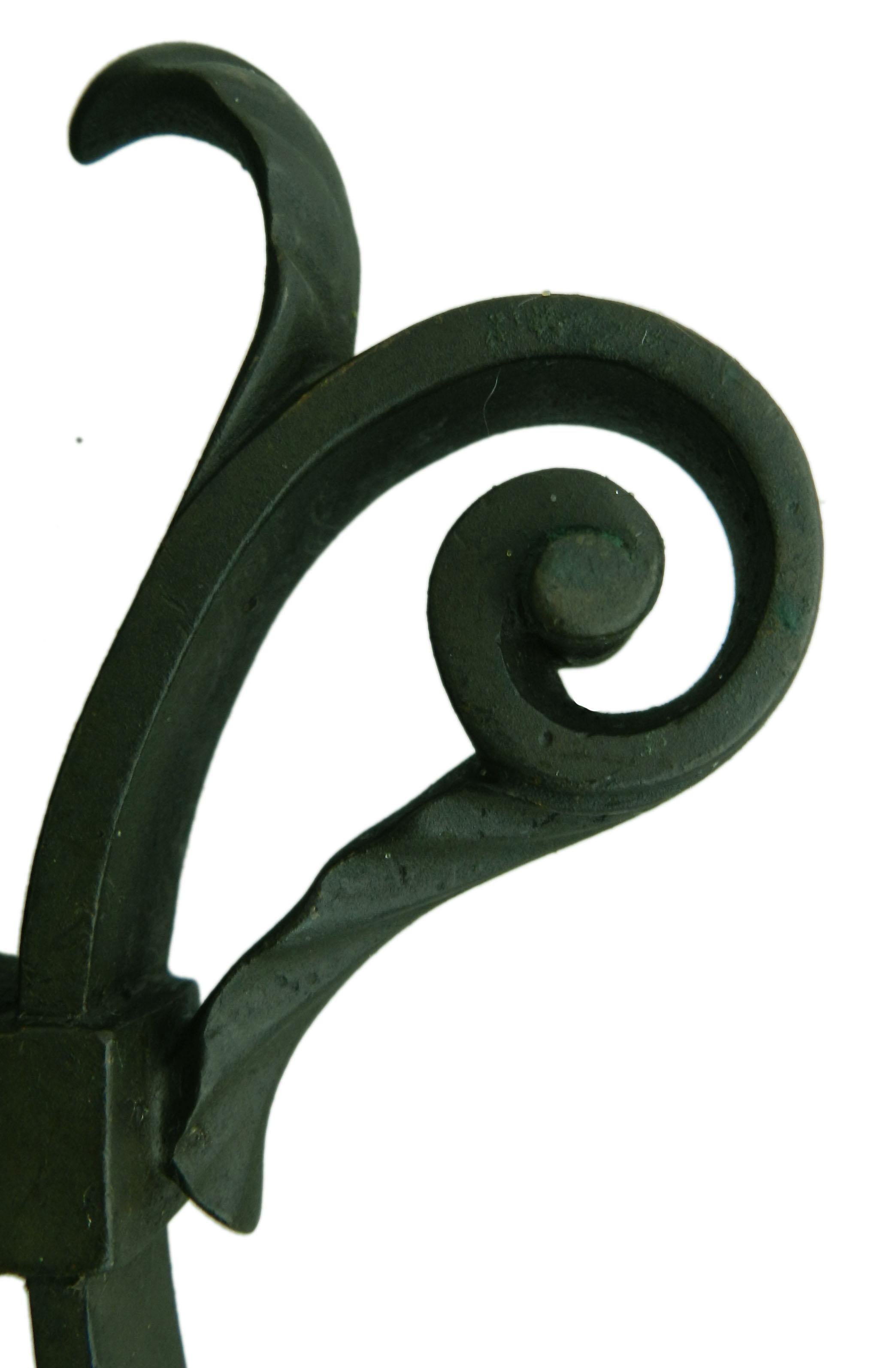Pair French Coat Hangers 19th Century Iron with Patina For Sale 1