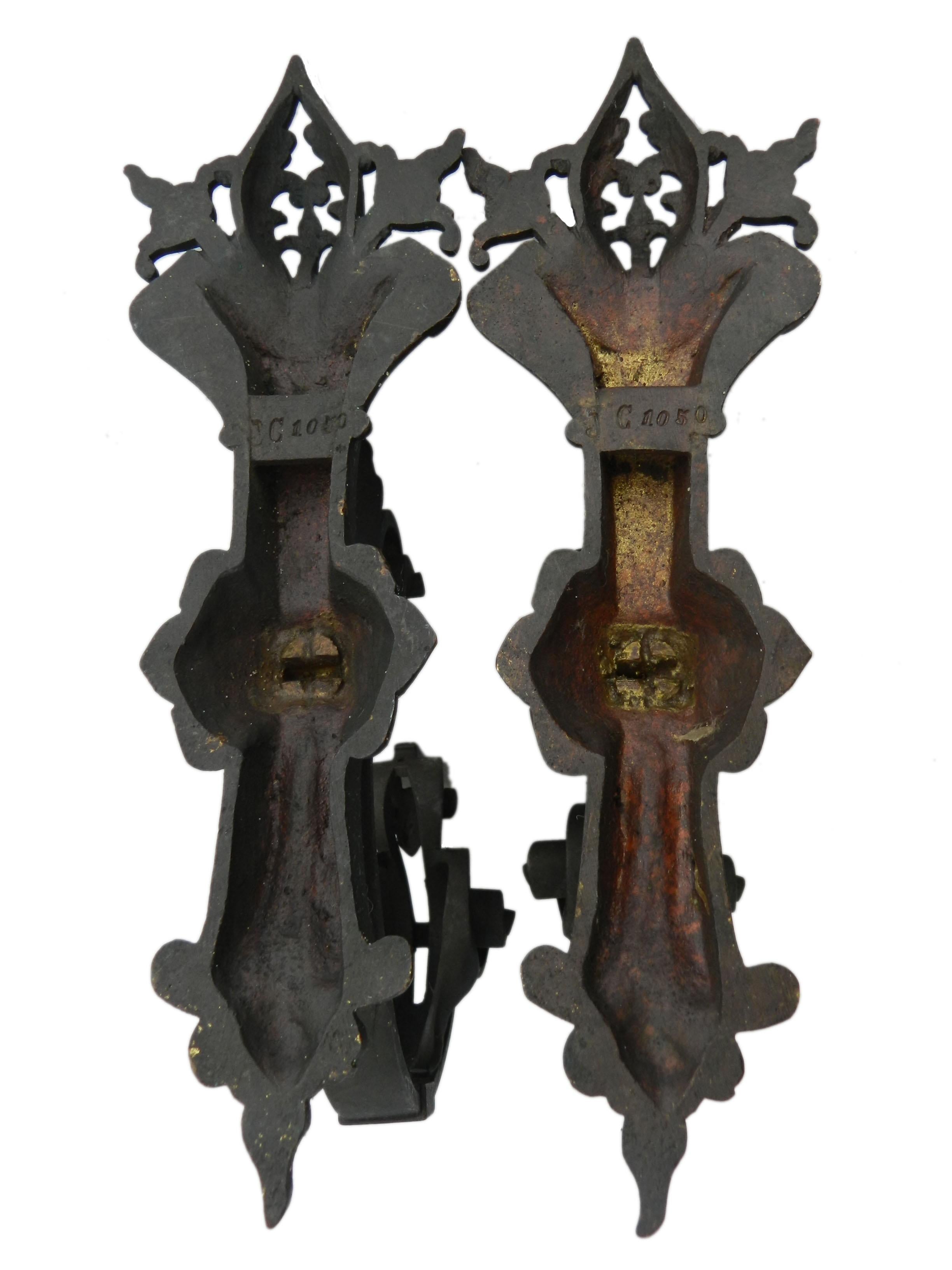 Pair French Coat Hangers 19th Century Iron with Patina For Sale 3