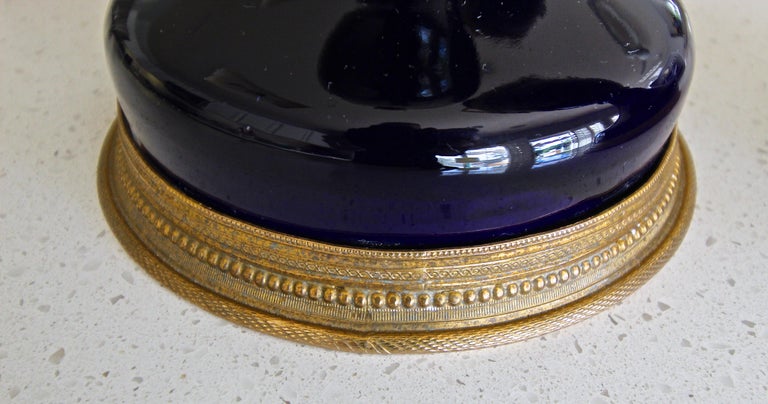 Pair of French Cobalt Blue Gilt Bronze Ormolu-Mounted Urns For Sale 9