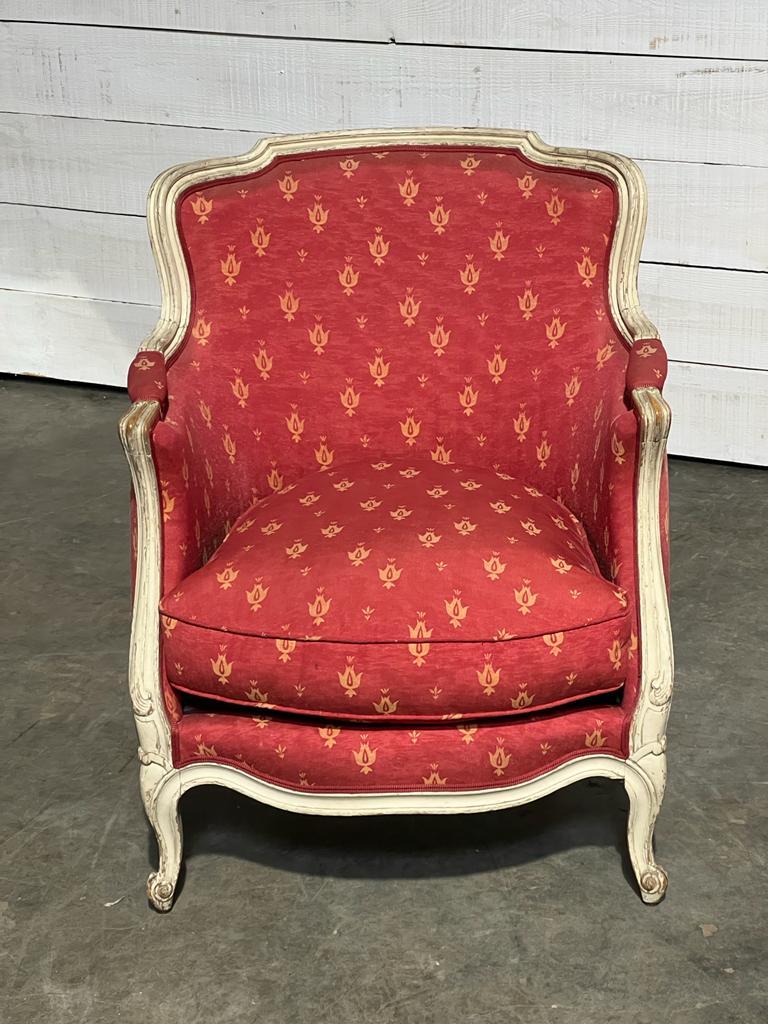 Pair French Comfortable Bergere Arm Chairs For Sale at 1stDibs