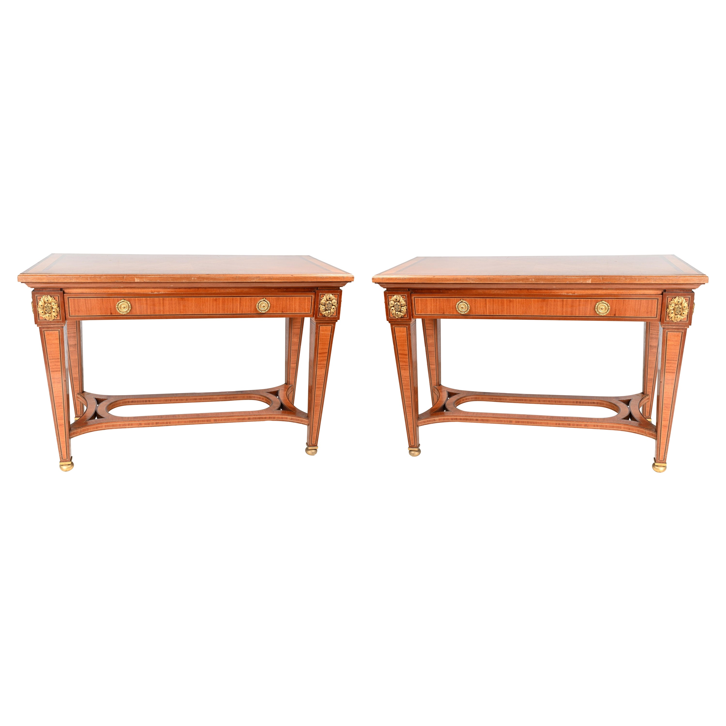 Paire de tables consoles françaises Empire, vers 1890