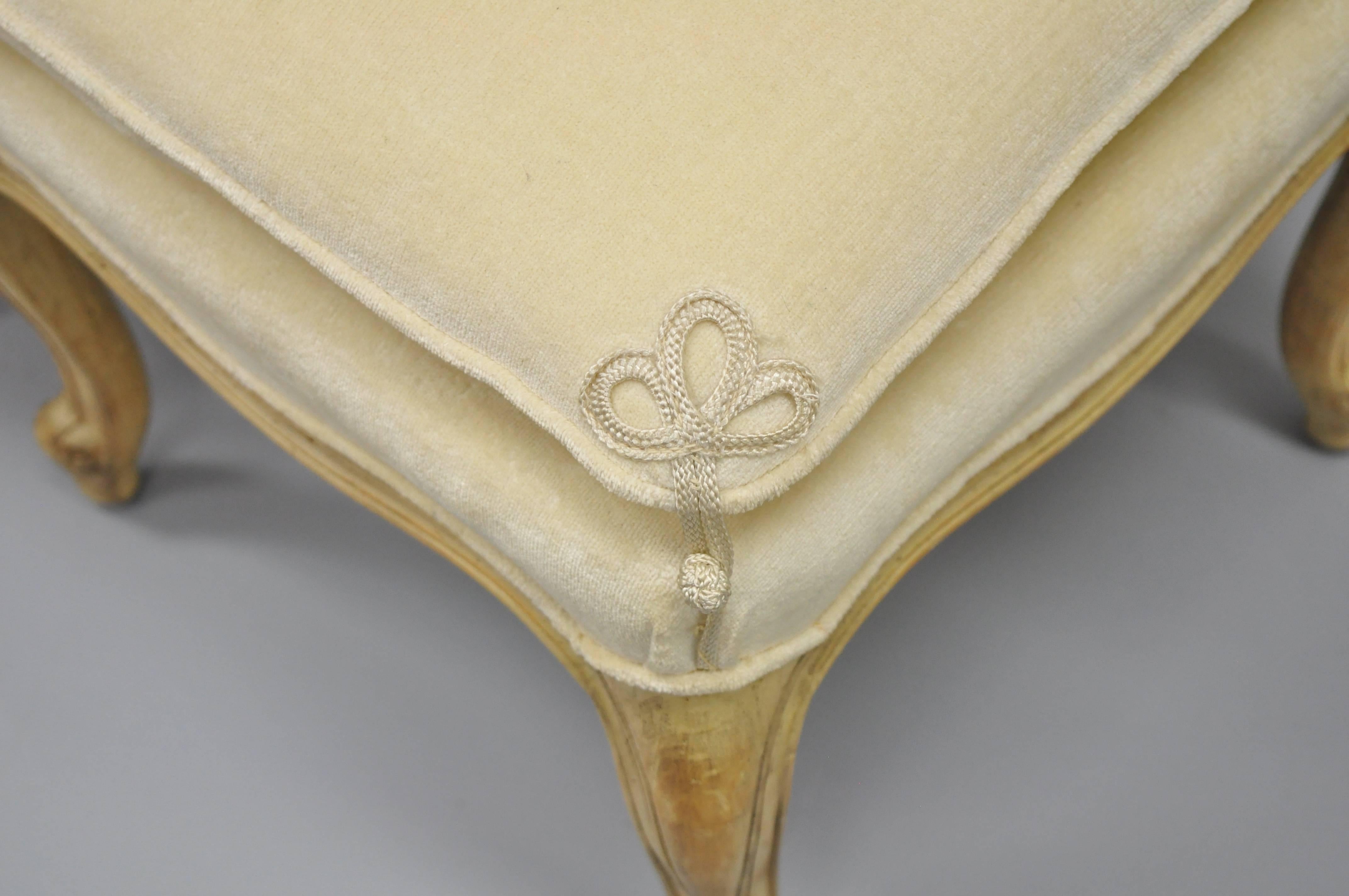 American Pair of French Country Louis XV Style Upholstered Ottomans Stool