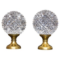 Pair French Cut Crystal Newel Post Finials