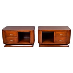 Used Pair French Deco Low Bedside Chests