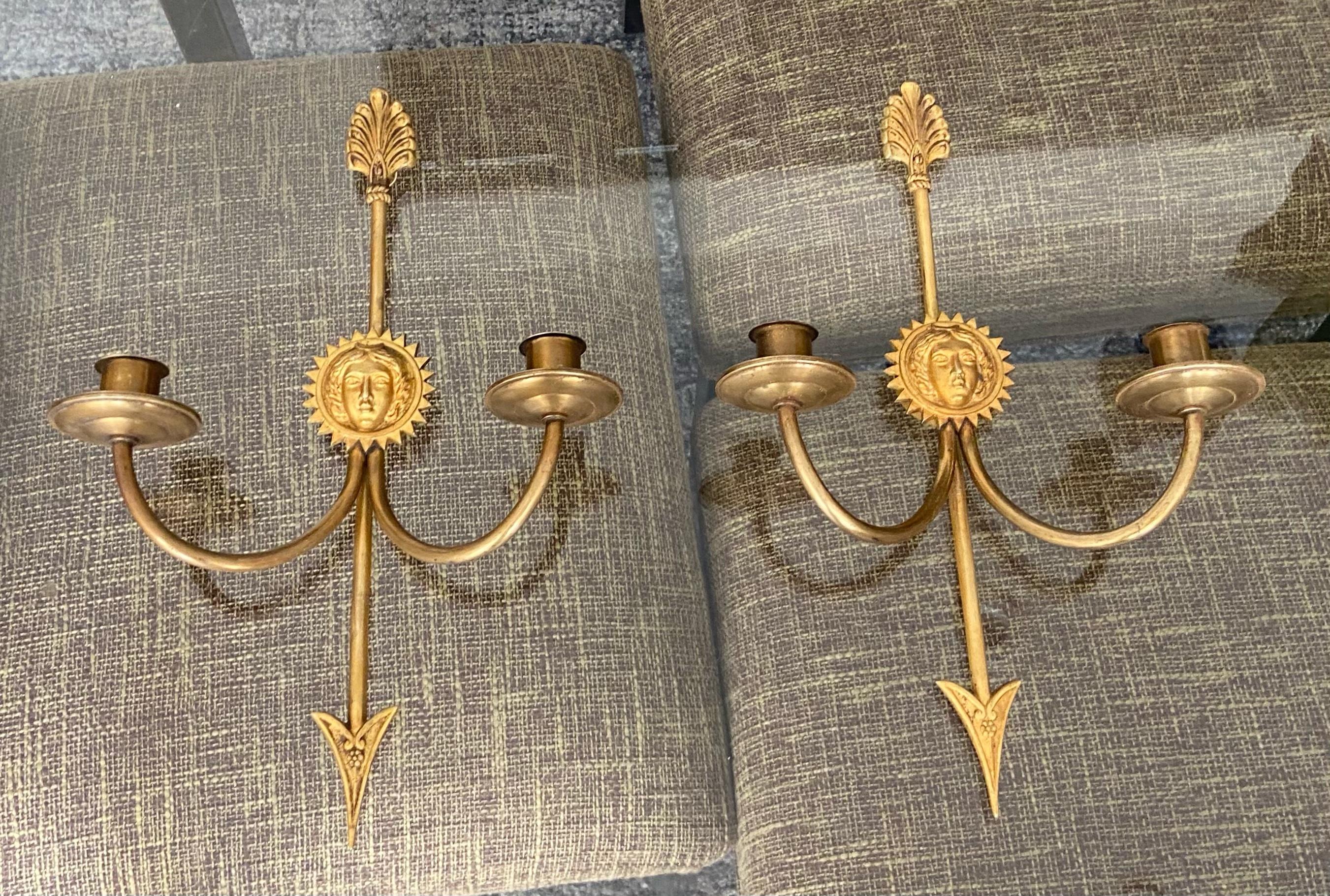 Pair of French Directoire Brass Arrow Wall 