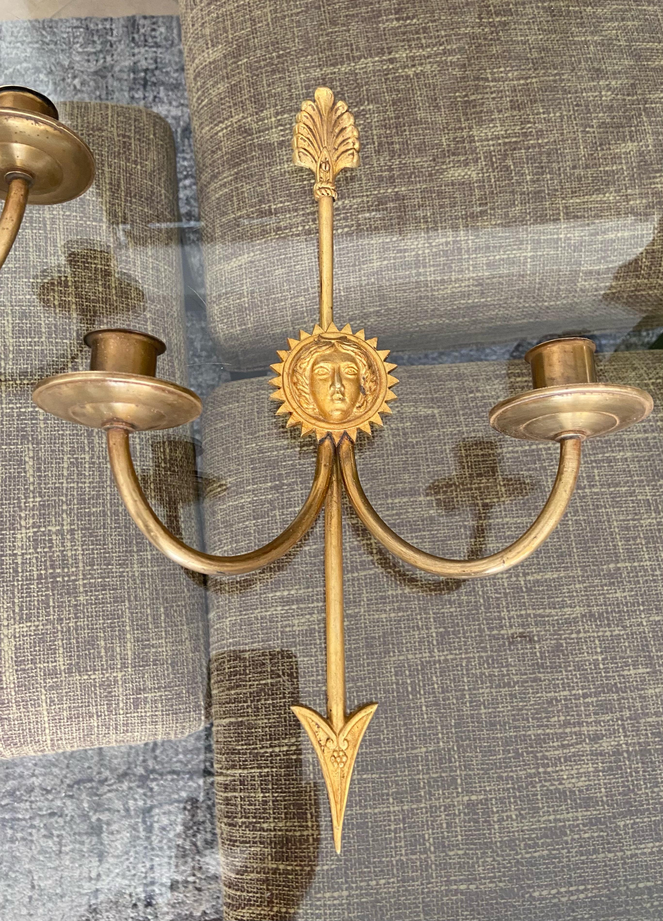 Pair of French Directoire Brass Arrow Wall 