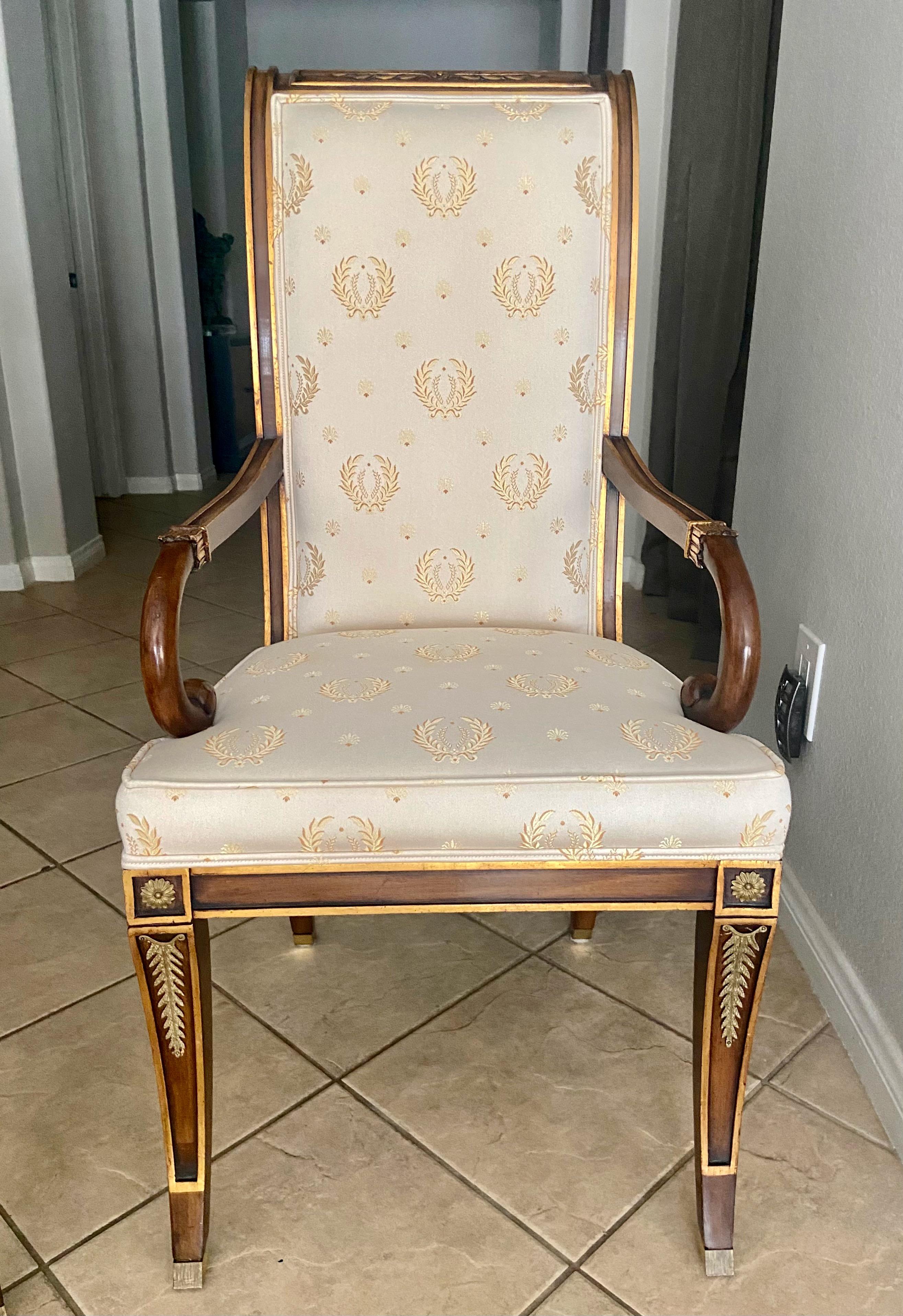 Pair French Directoire Carved Fauteuil Arm Chairs 2