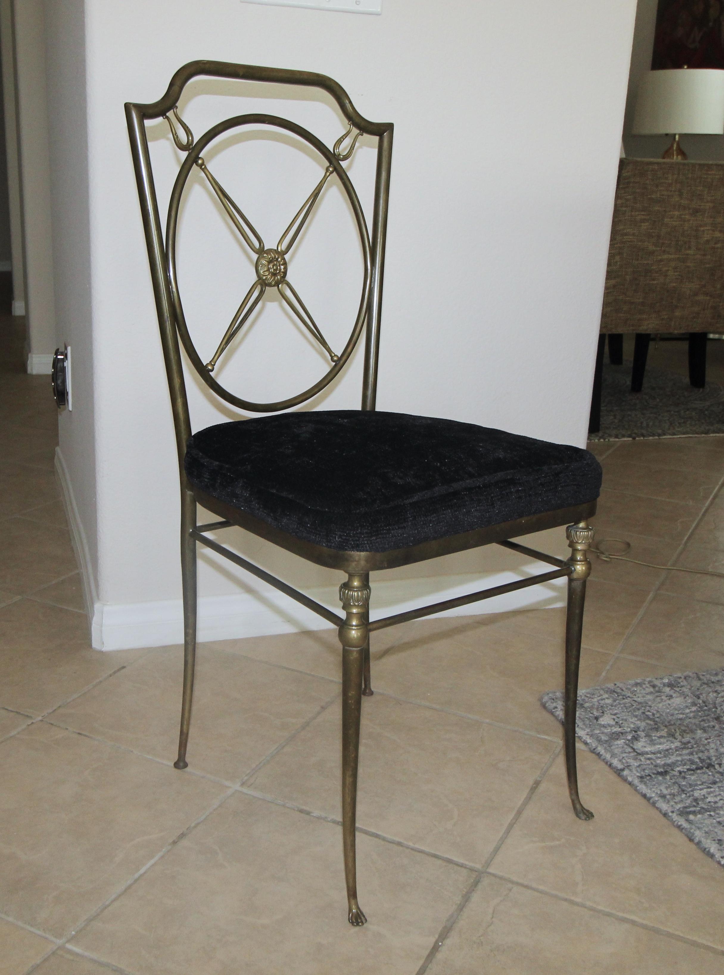 Pair French Directoire Style Bronze Paw Feet Side Chairs For Sale 8