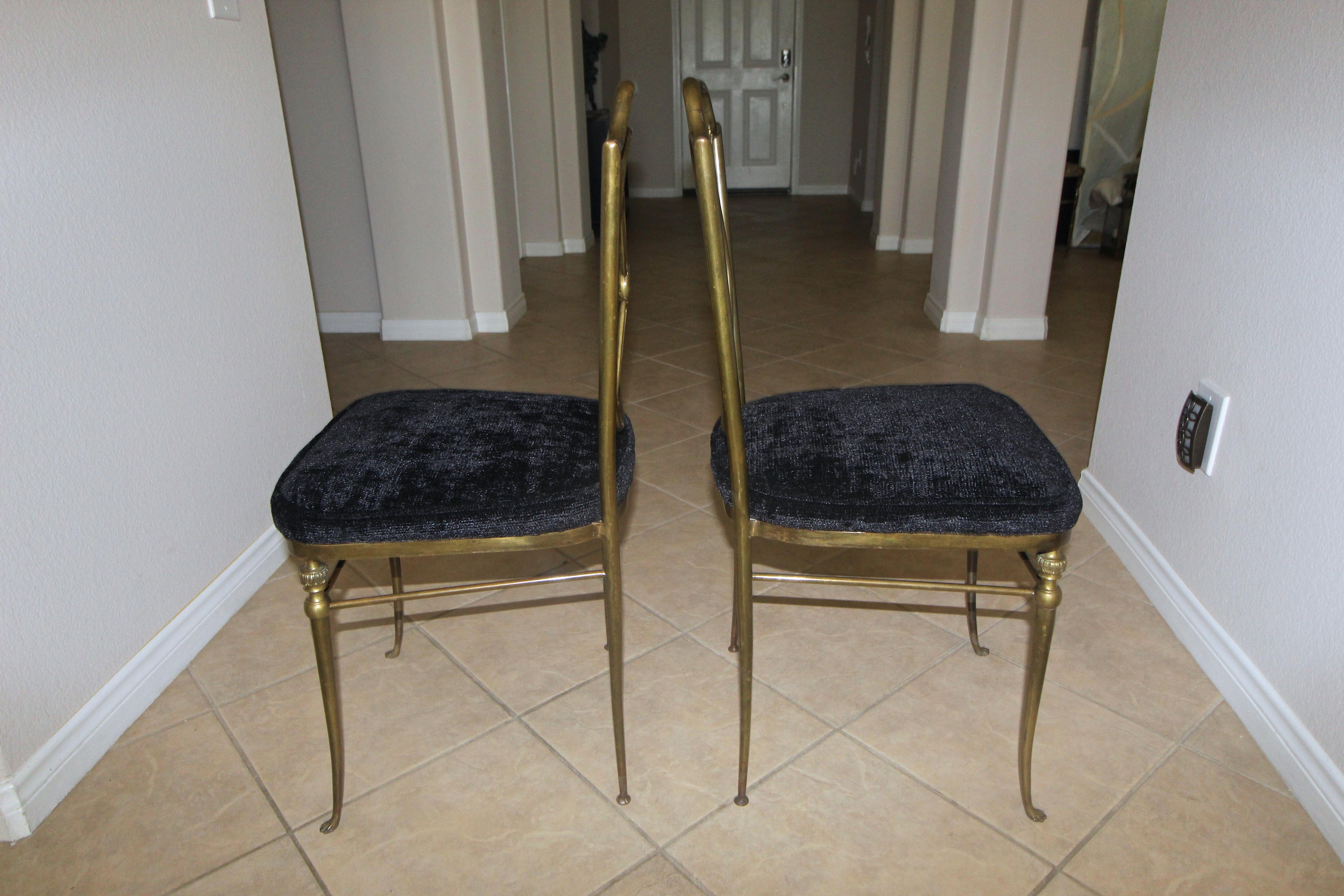 Pair French Directoire Style Bronze Paw Feet Side Chairs For Sale 4