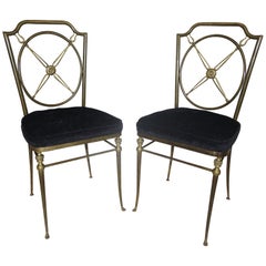 Pair French Directoire Style Bronze Paw Feet Side Chairs Pair French Directoire Style Bronze Paw Feet Side Chairs