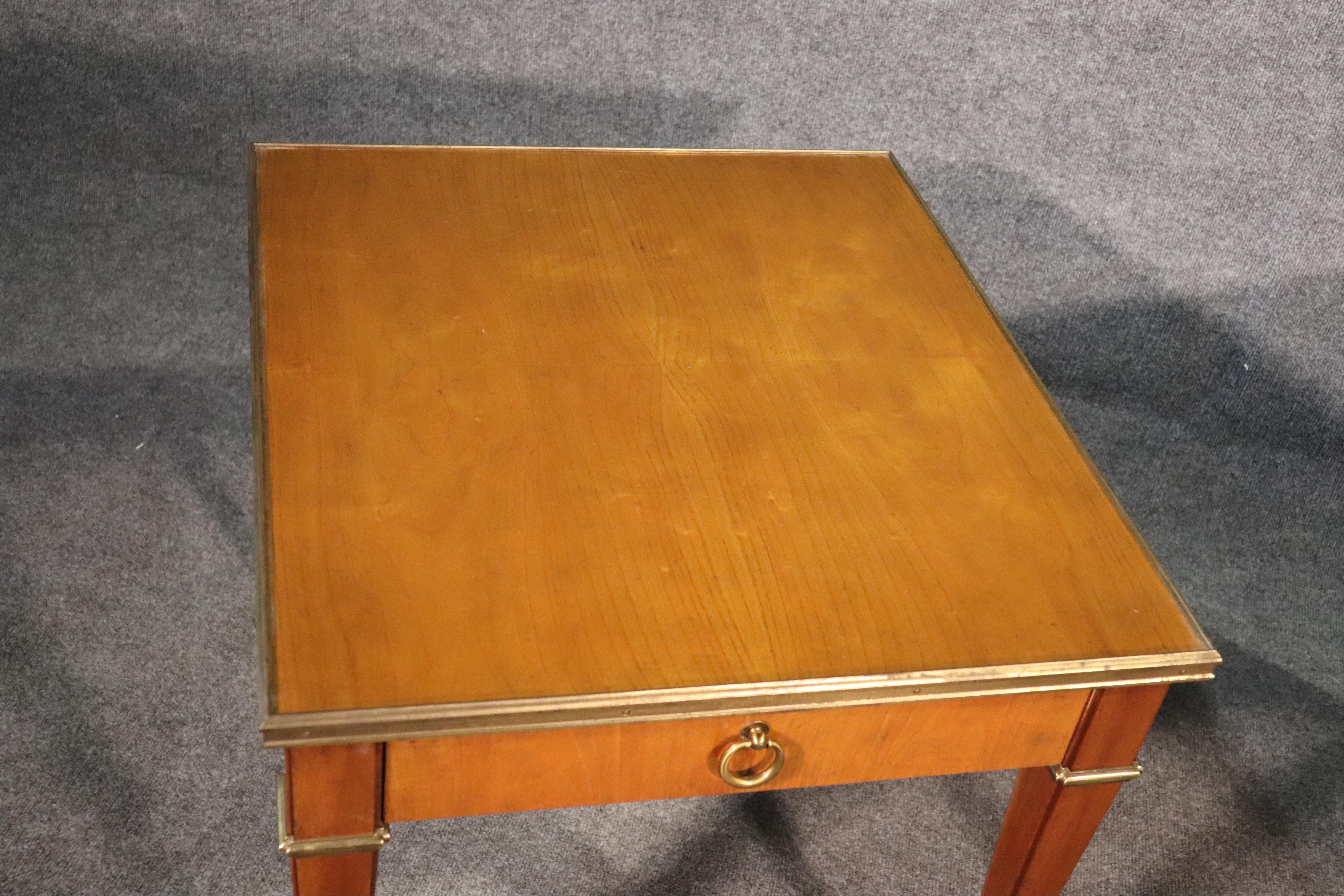 Pair of French Directoire Style Cherry Brass Mounted Baker End Occasional Tables In Good Condition In Swedesboro, NJ